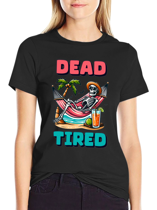 Dead Tired Skeleton Graphic T-Shirt