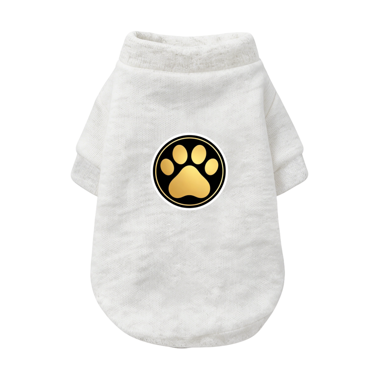 Luxury Golden Paw Print Circle Dog Cardigan Sweater, Stylish Pet Daily Wear