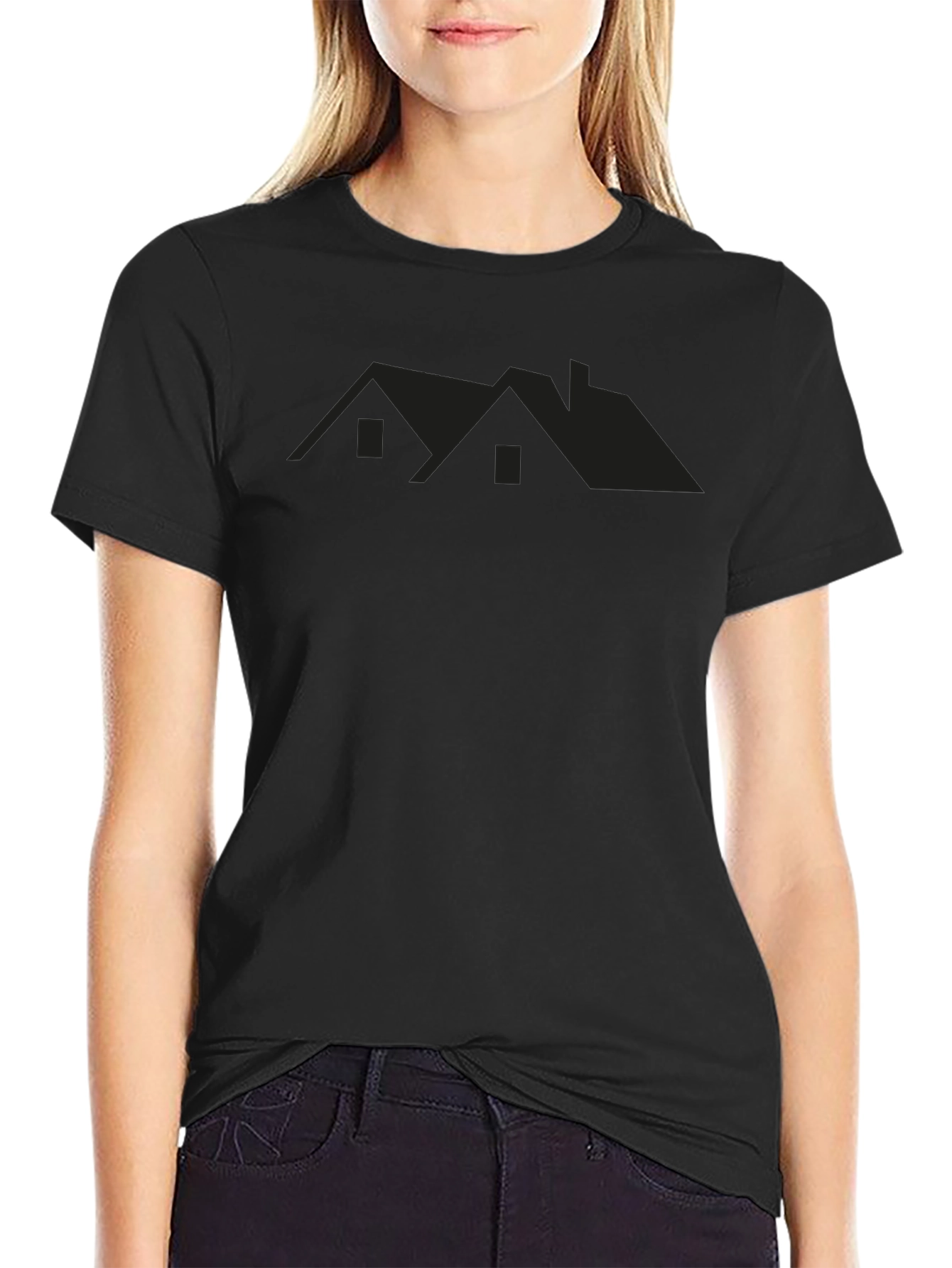 Black House Silhouette Tee - Modern Graphic T-Shirt