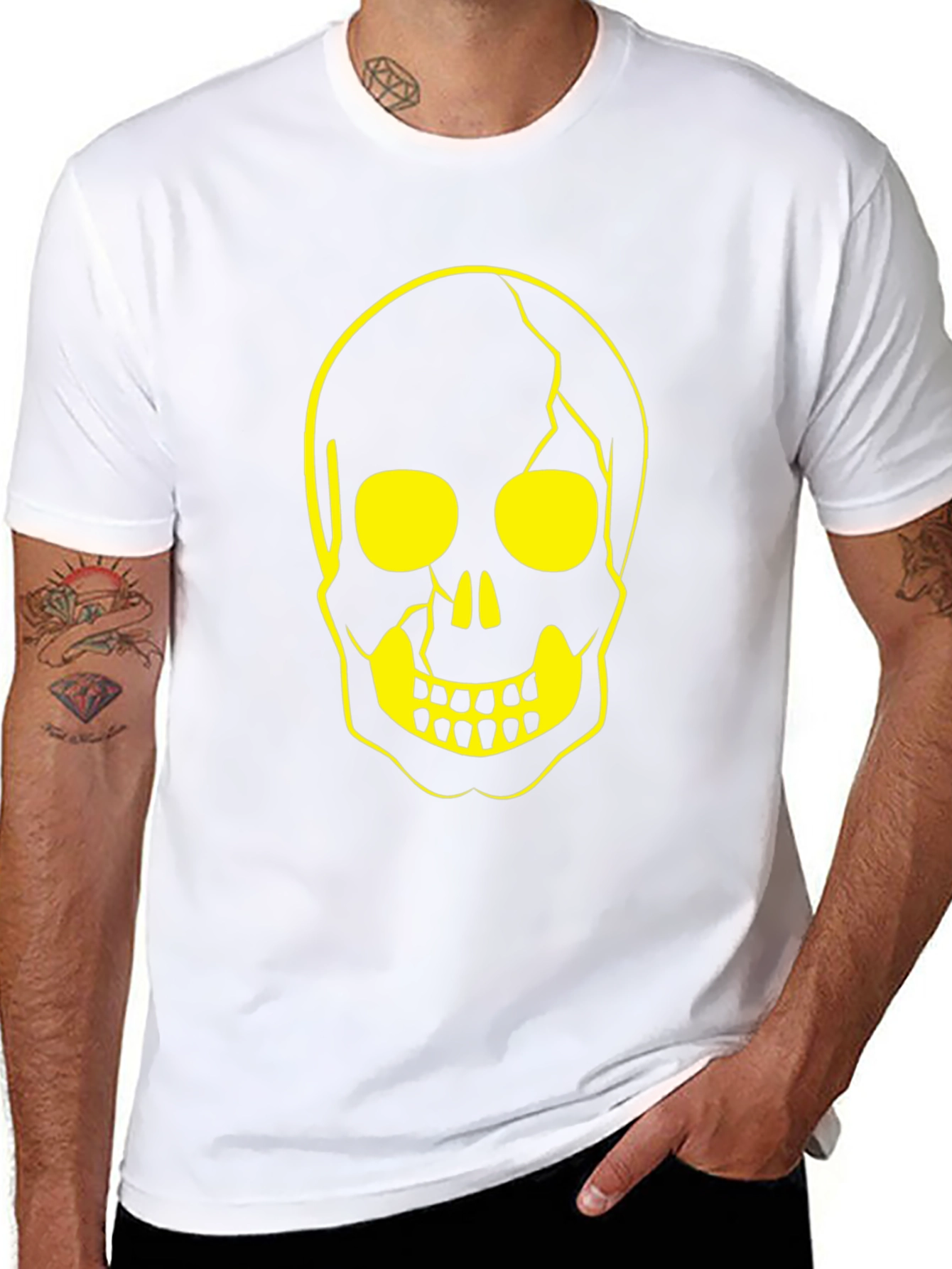Skull Graphic Tee - Black Cotton Casual Shirt
