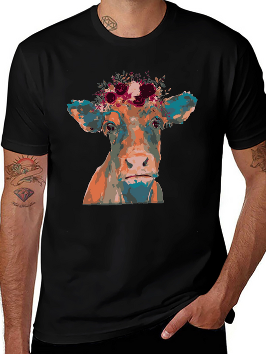 Cow Floral Crown Graphic Tee - Unisex