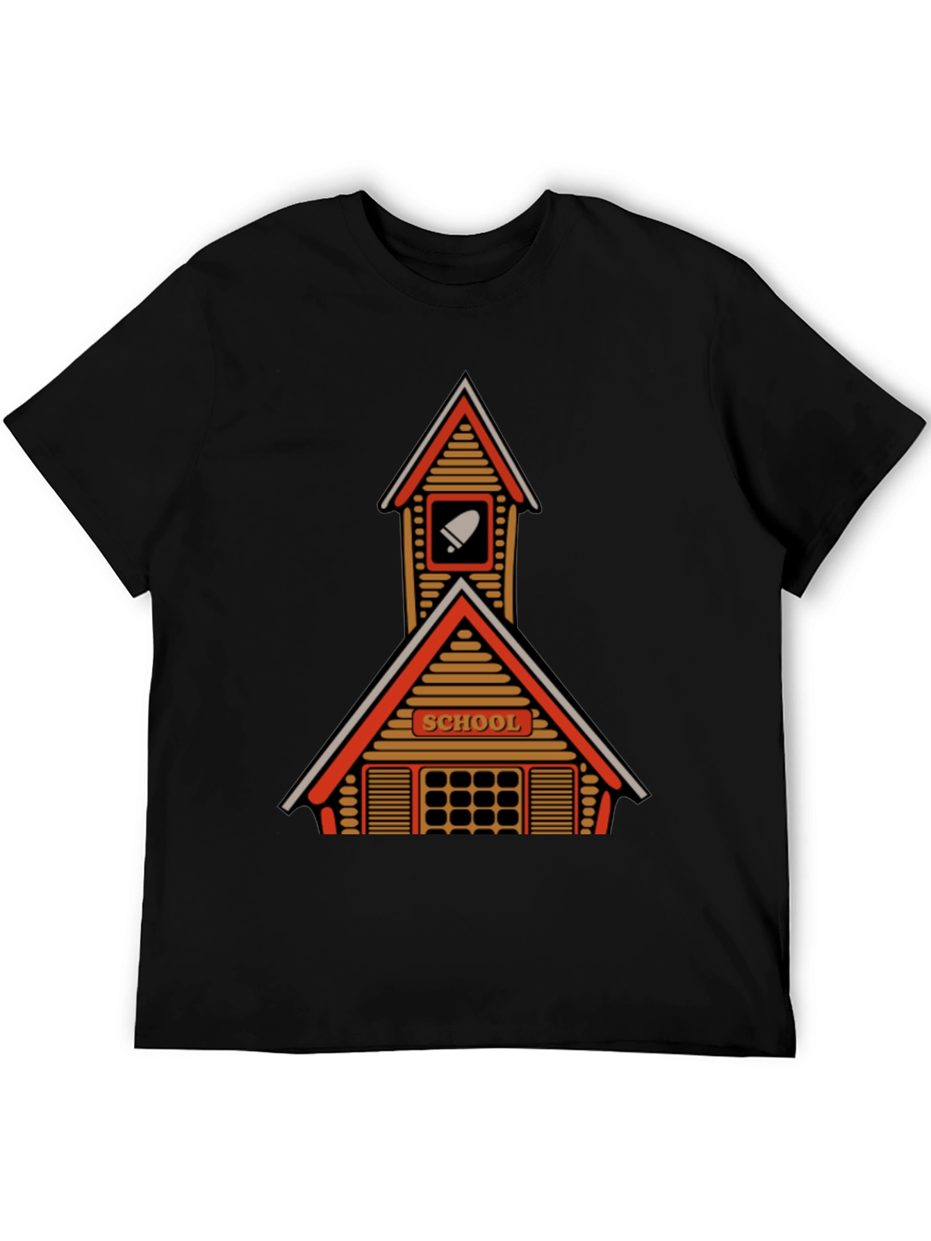 Retro Schoolhouse Graphic T-Shirt - Black