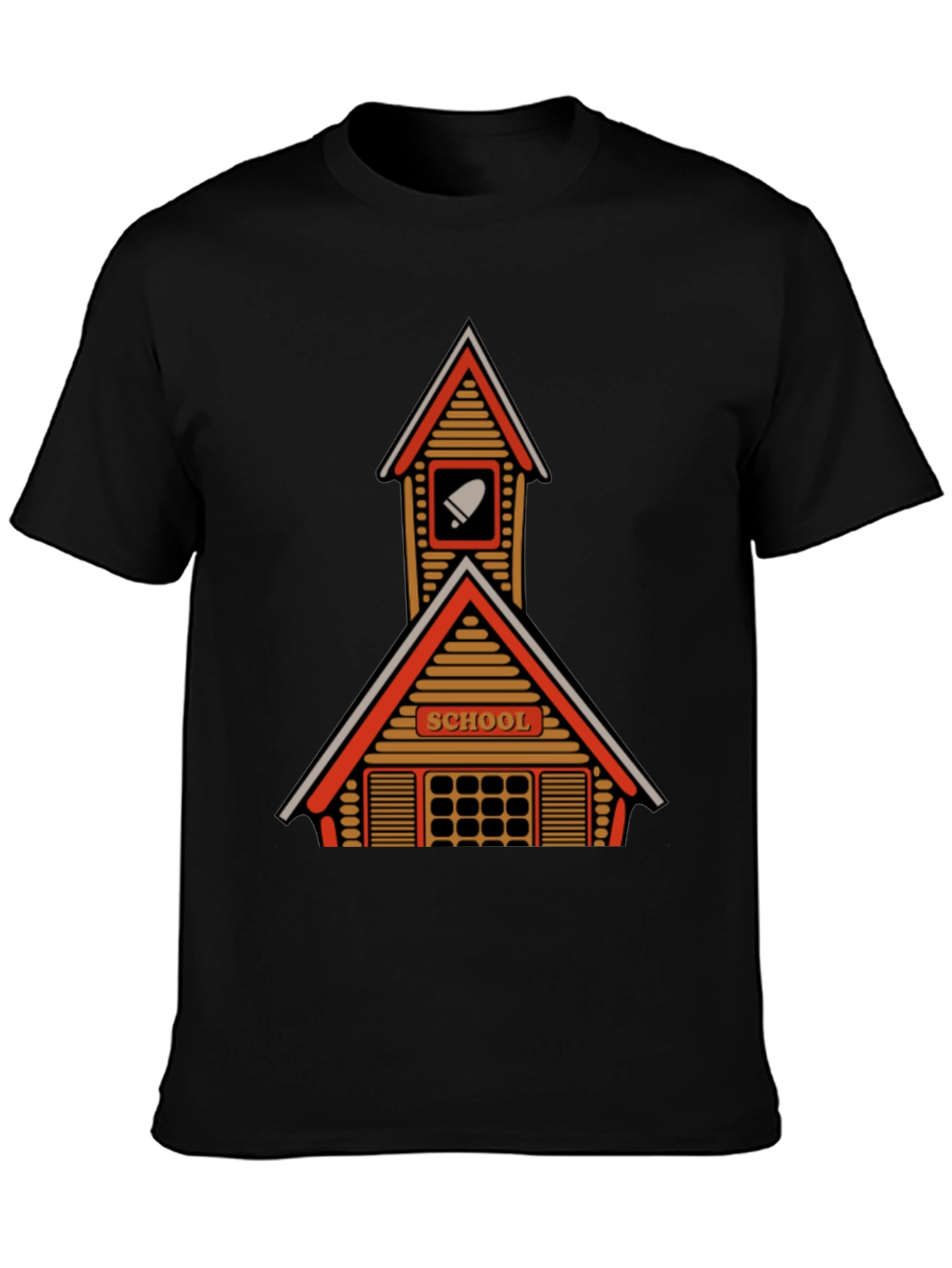 Retro Schoolhouse Graphic T-Shirt - Black
