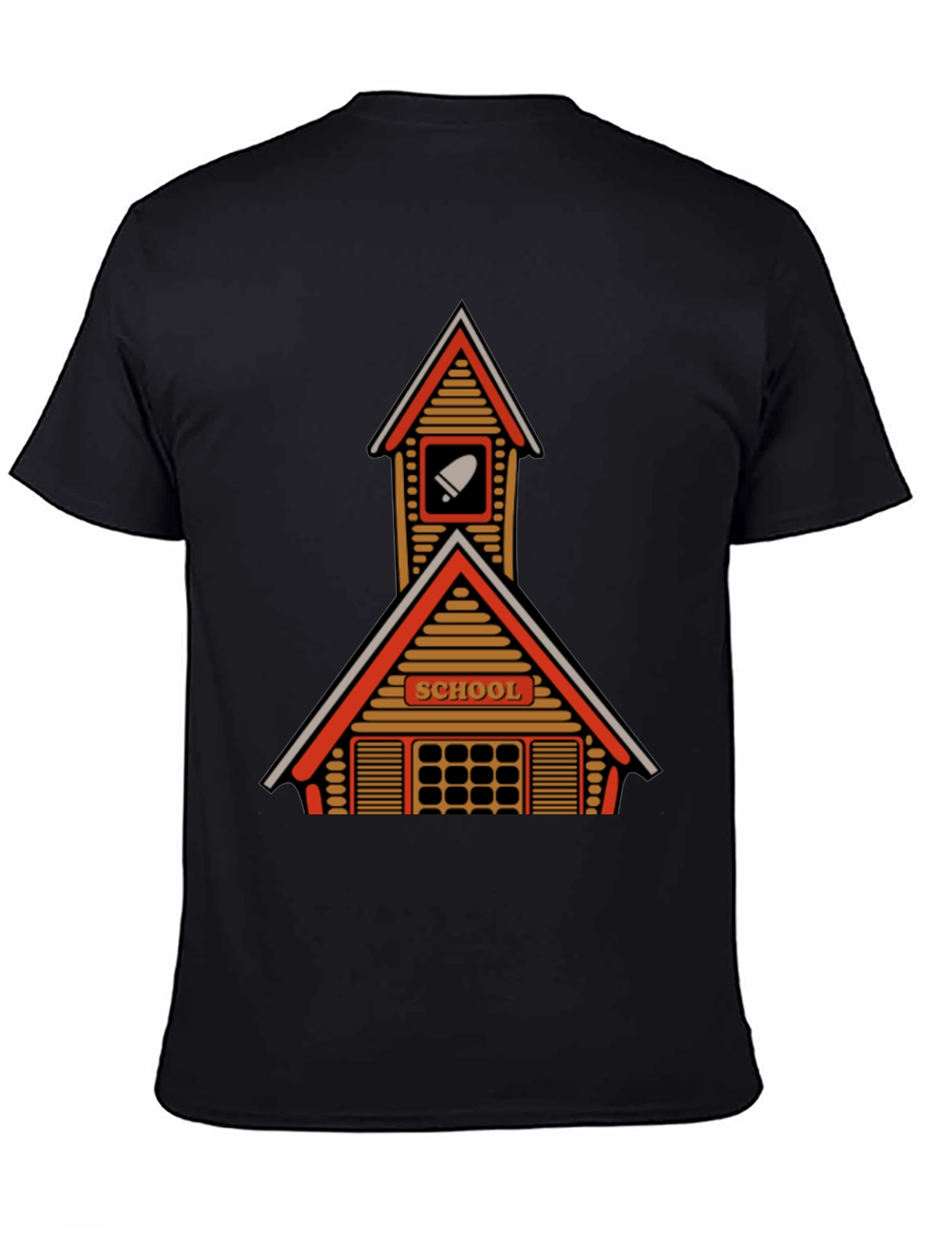 Retro Schoolhouse Graphic T-Shirt - Black