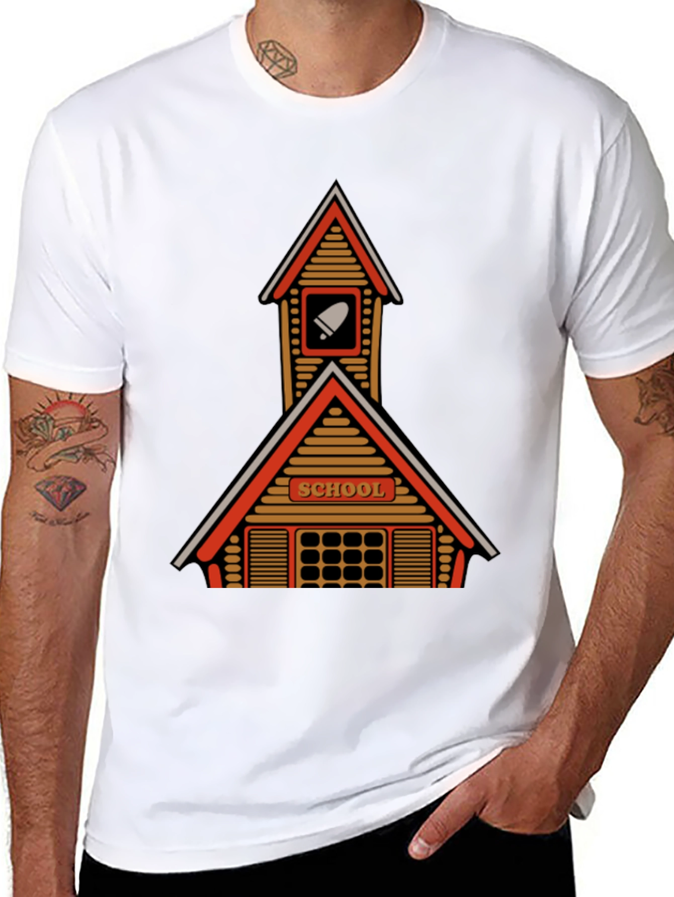Retro Schoolhouse Graphic T-Shirt - Black