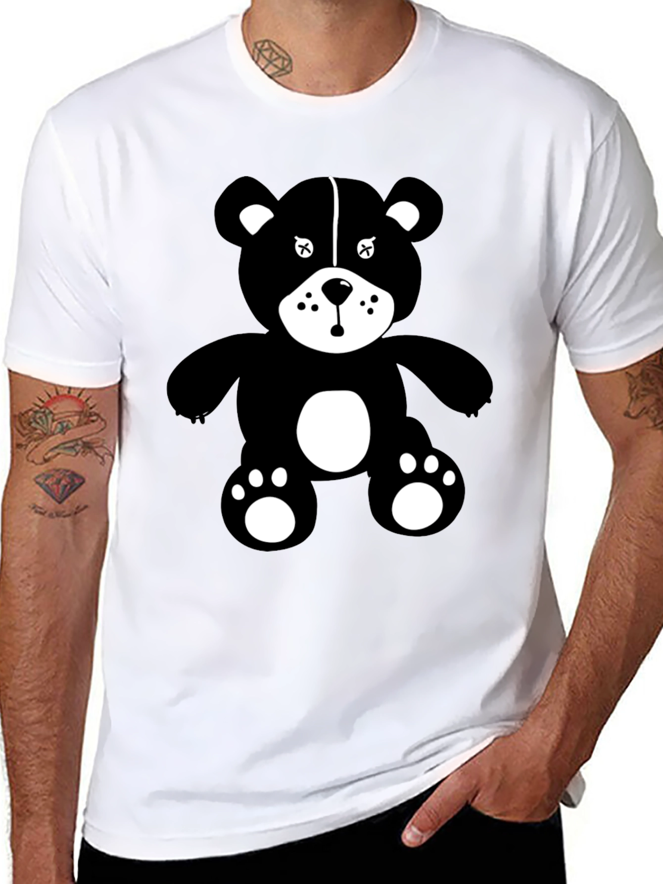 Graphic Tee: Black Teddy Bear Design