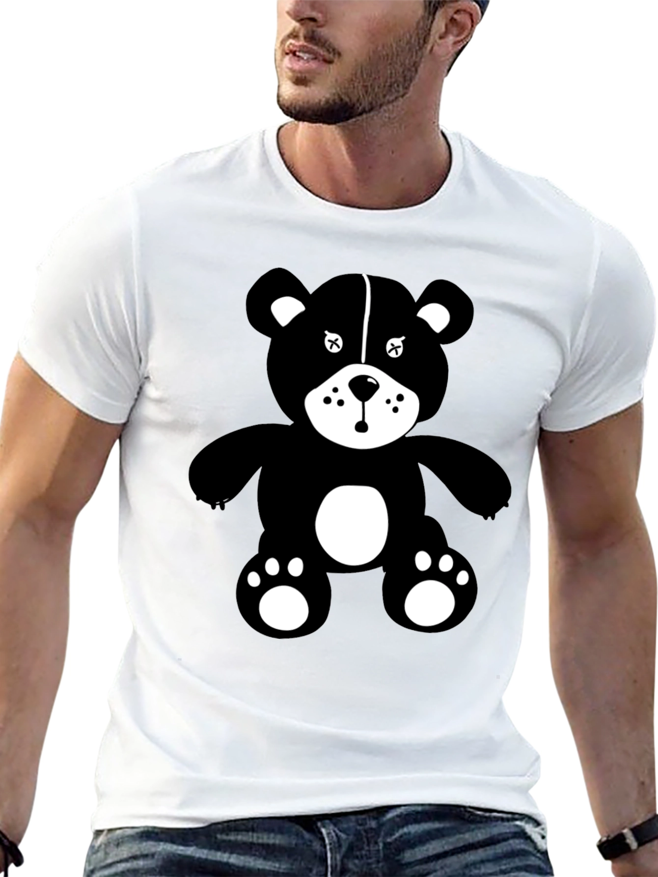Graphic Tee: Black Teddy Bear Design