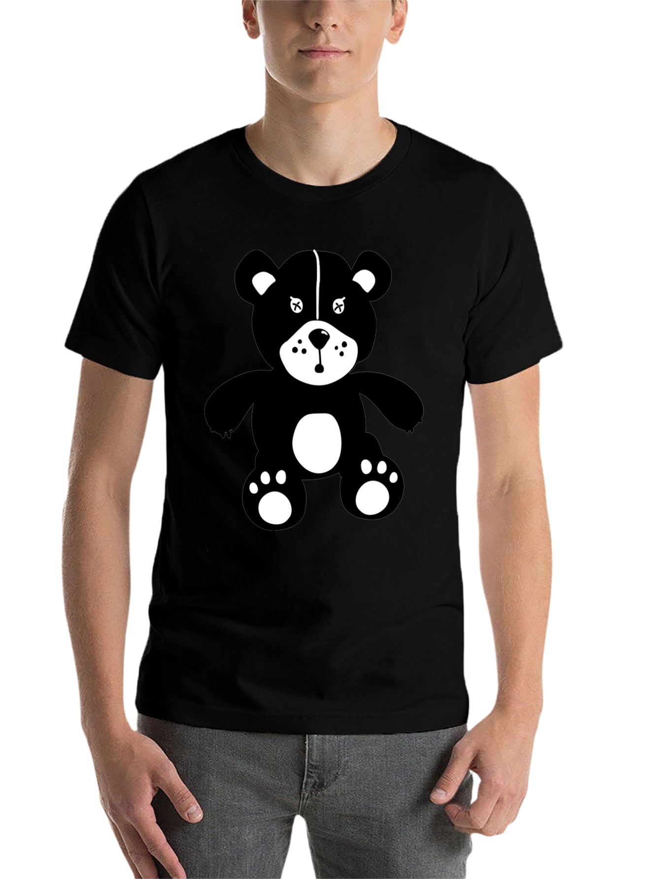 Graphic Tee: Black Teddy Bear Design