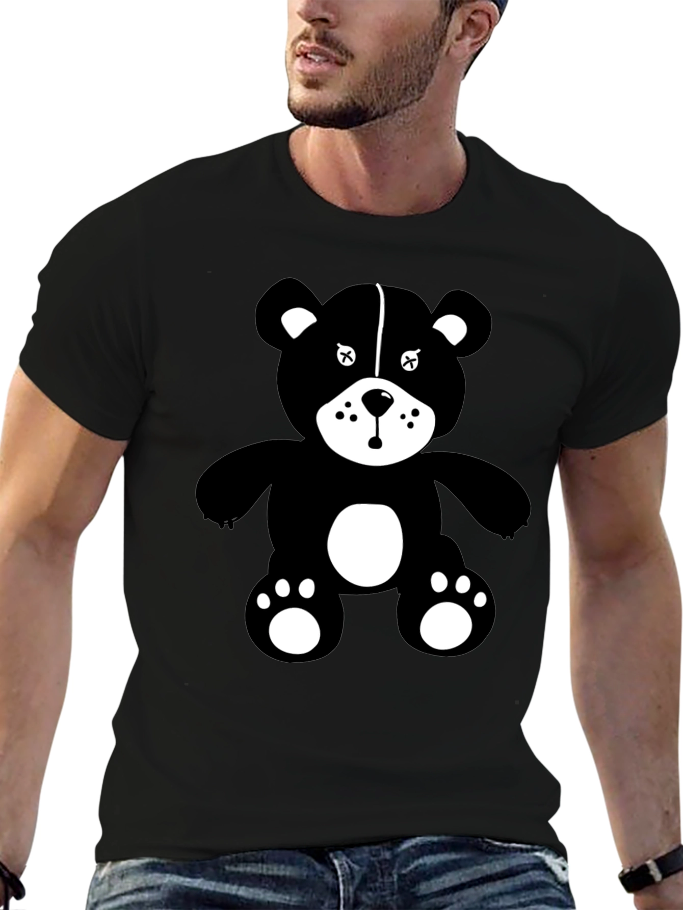 Graphic Tee: Black Teddy Bear Design