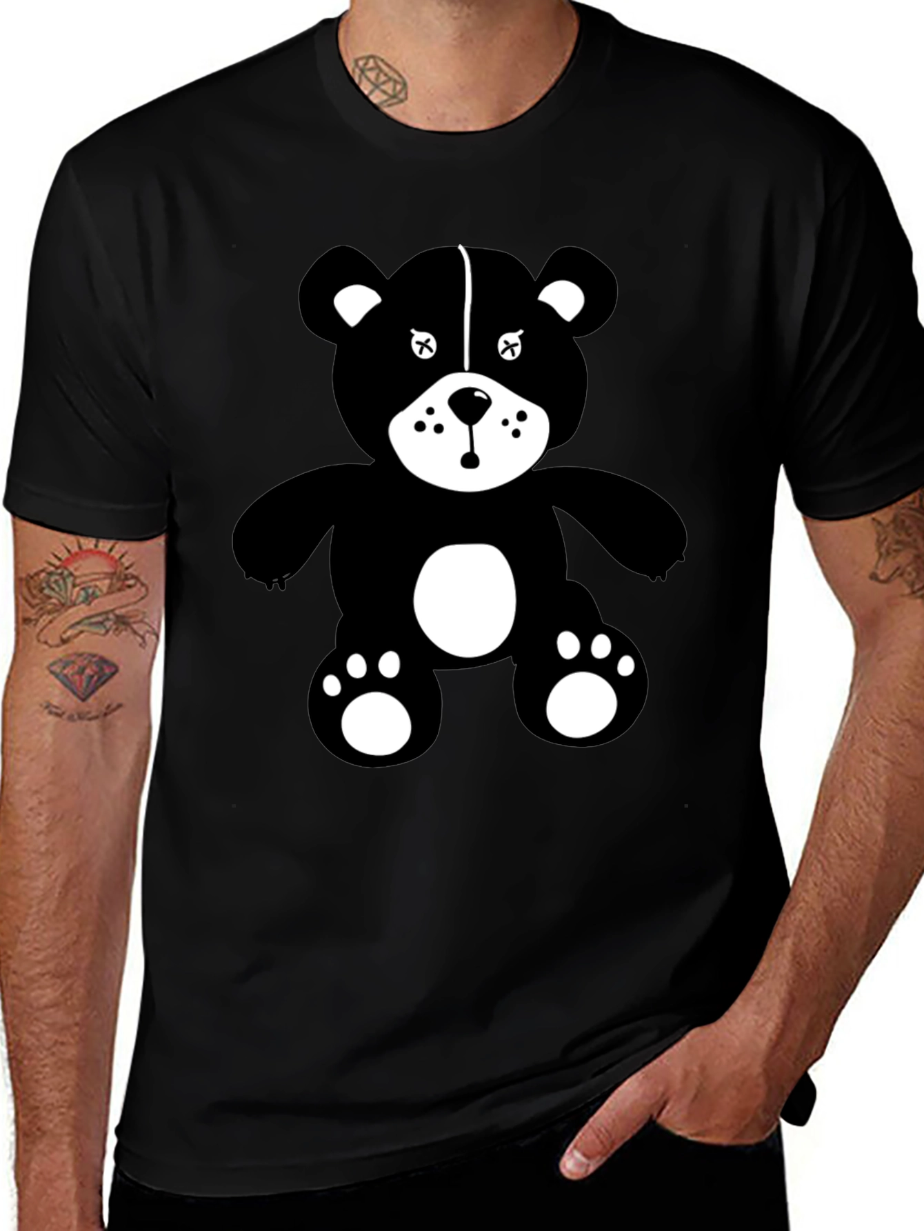 Graphic Tee: Black Teddy Bear Design
