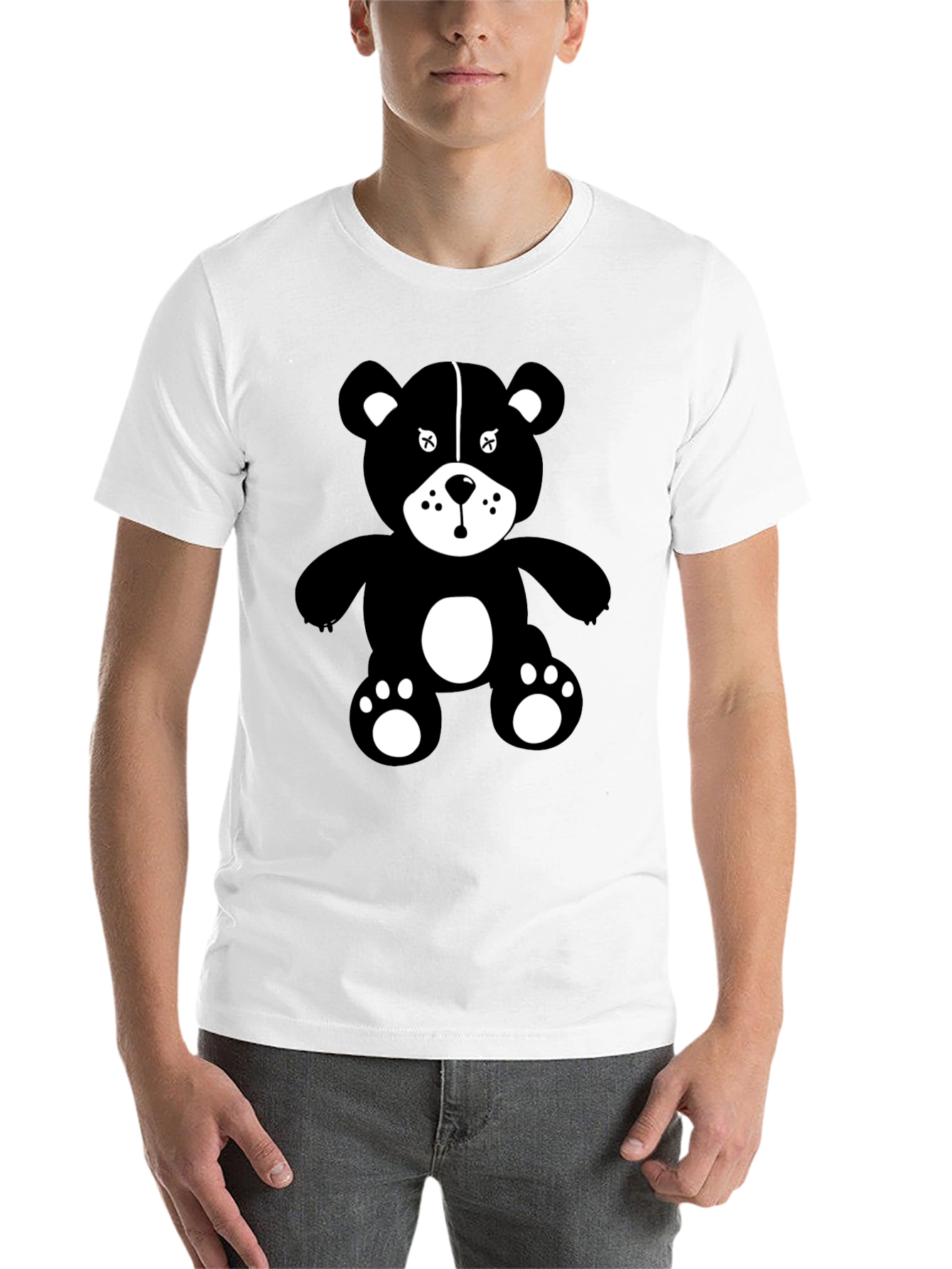 Graphic Tee: Black Teddy Bear Design
