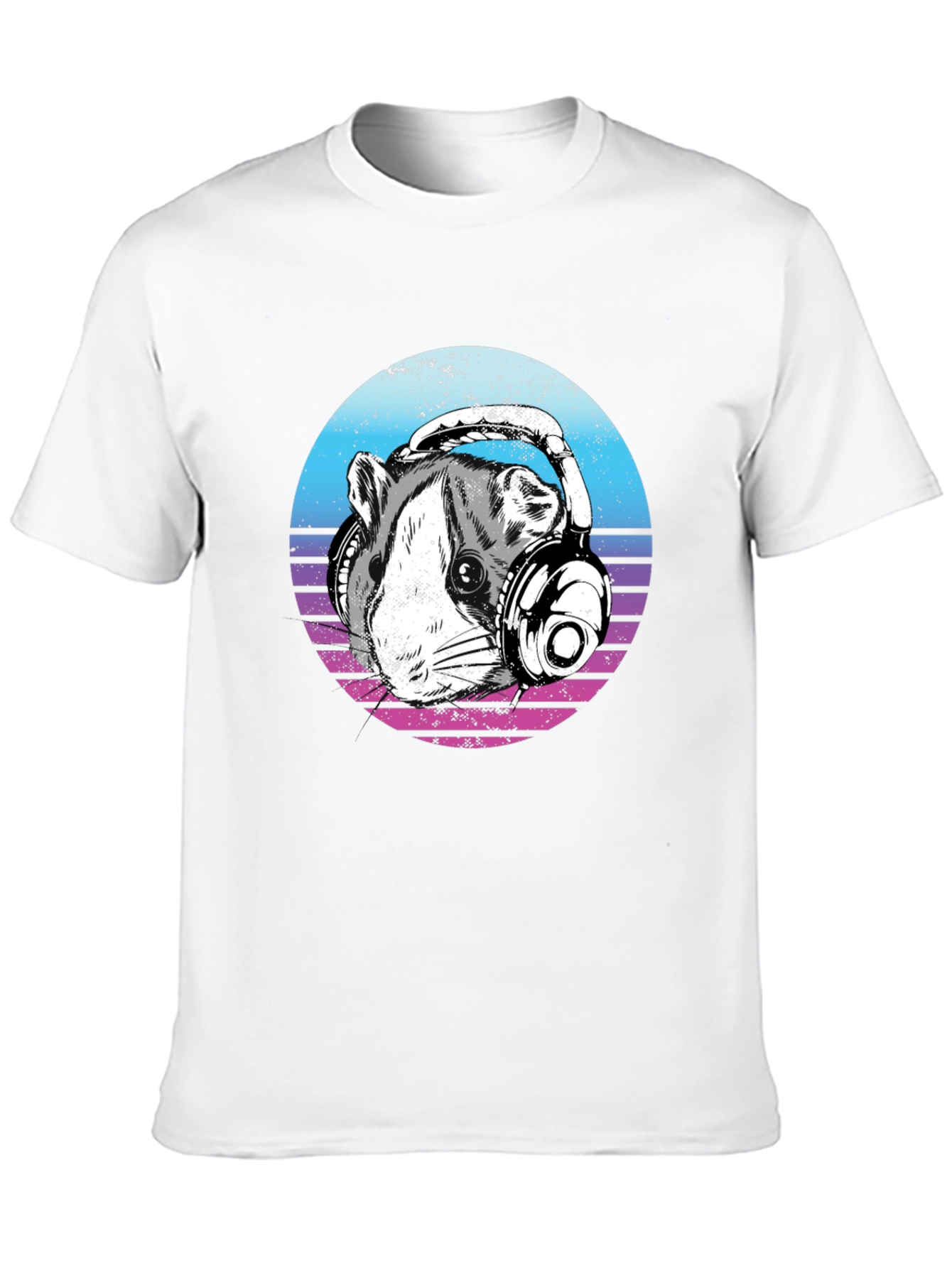 Cool Rat with Headphones Graphic T-Shirt