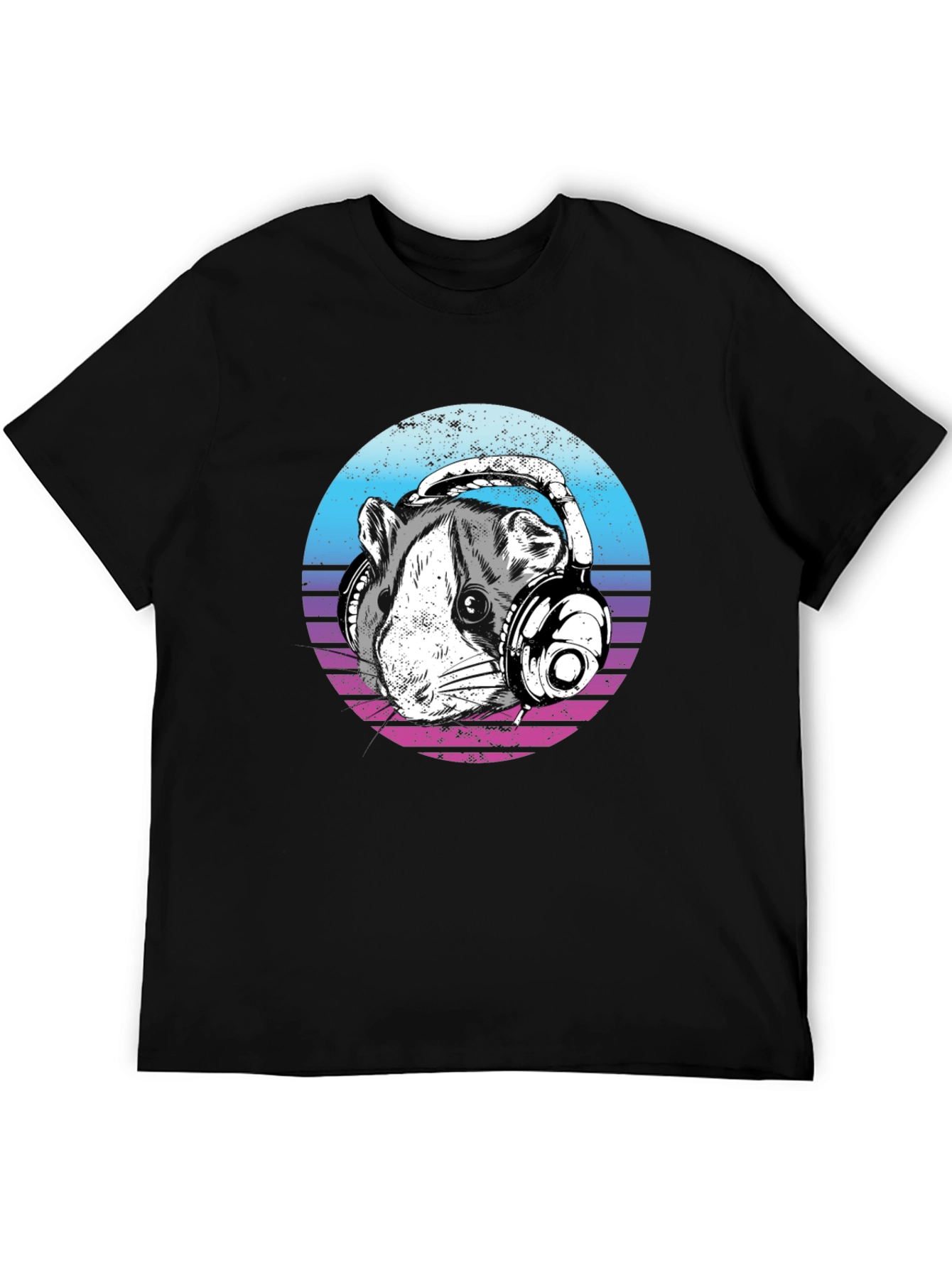 Cool Rat with Headphones Graphic T-Shirt