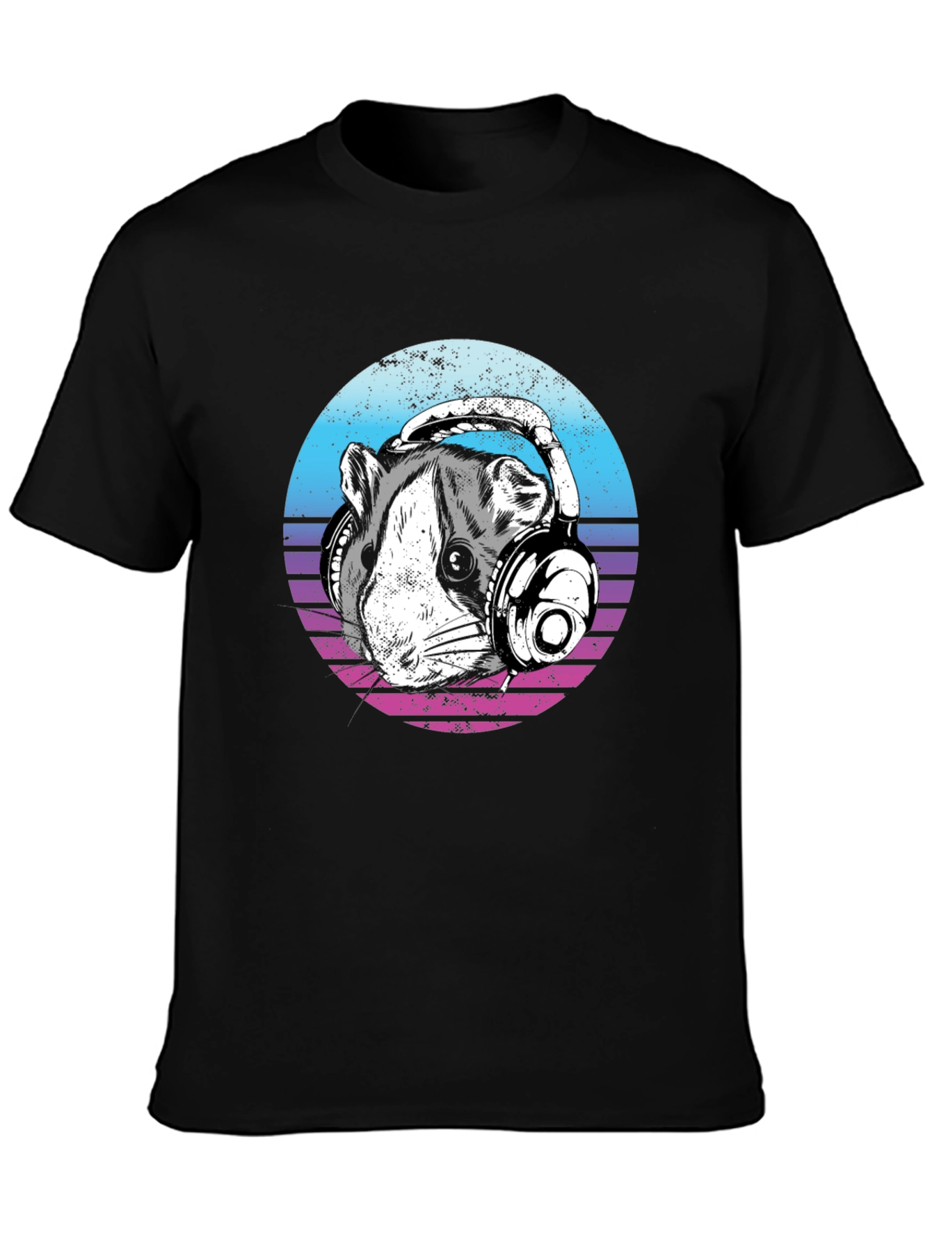 Cool Rat with Headphones Graphic T-Shirt