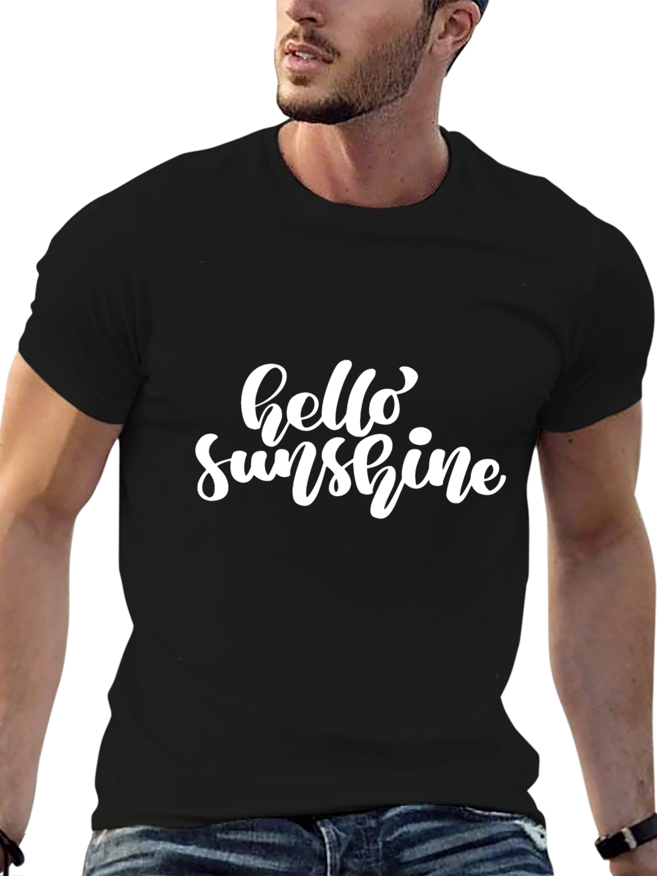 Hello Sunshine Graphic Tee - Black Cotton T-Shirt