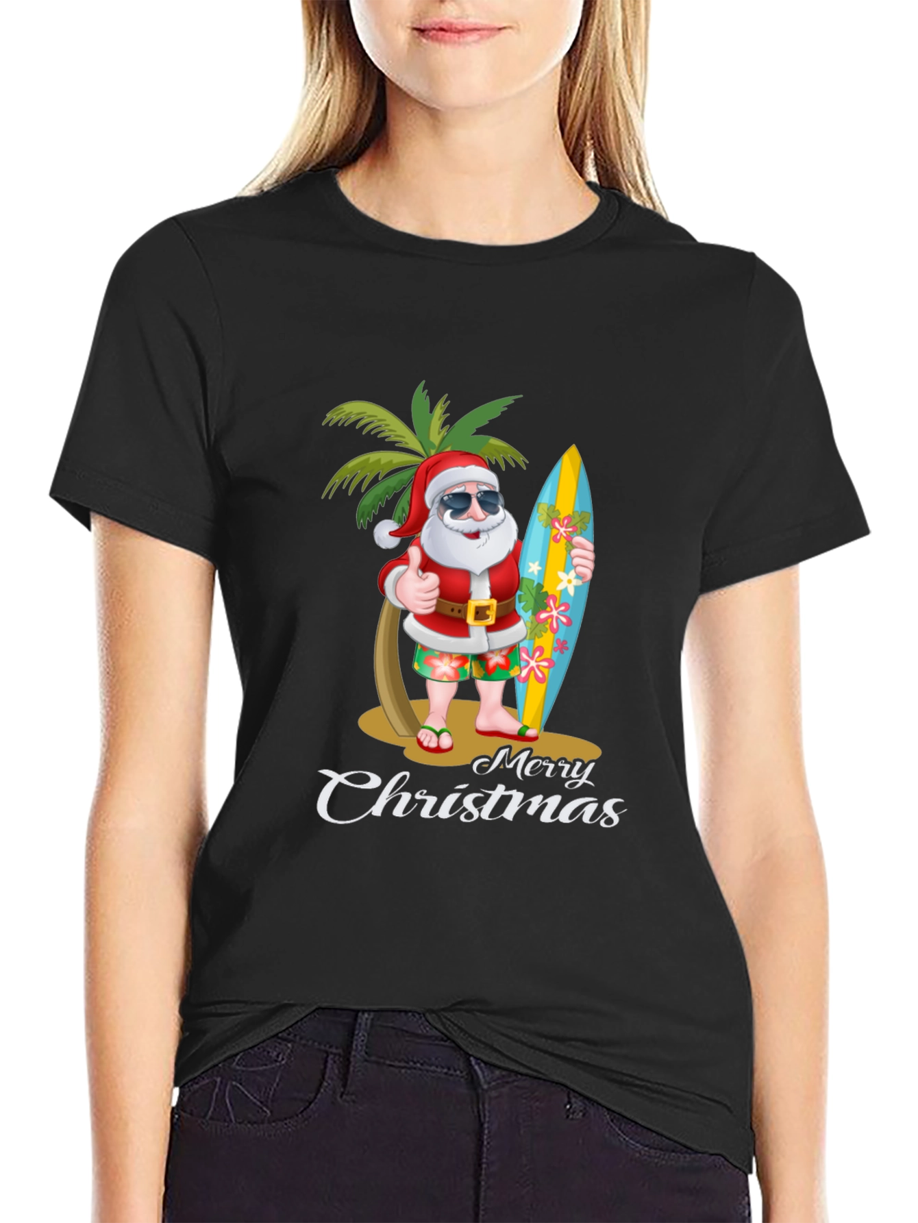 Tropical Santa Merry Christmas T-Shirt