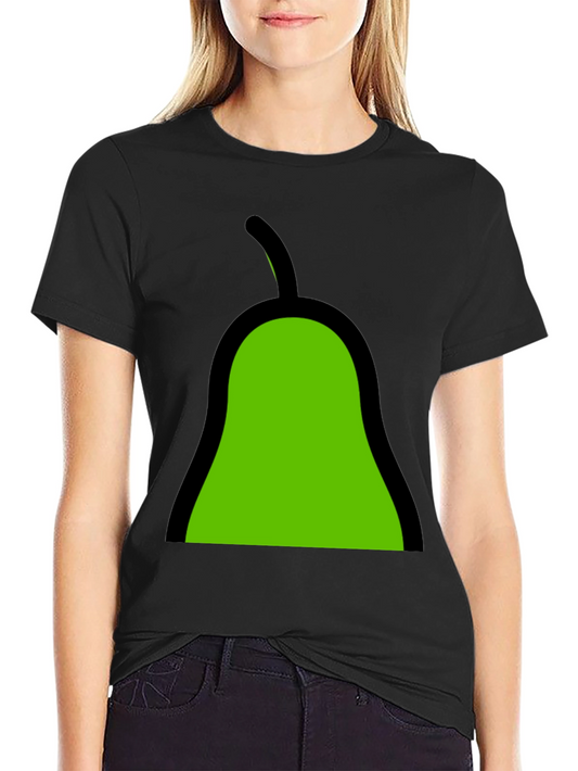 Green Pear Graphic Black Tee - Unique Fruit Design