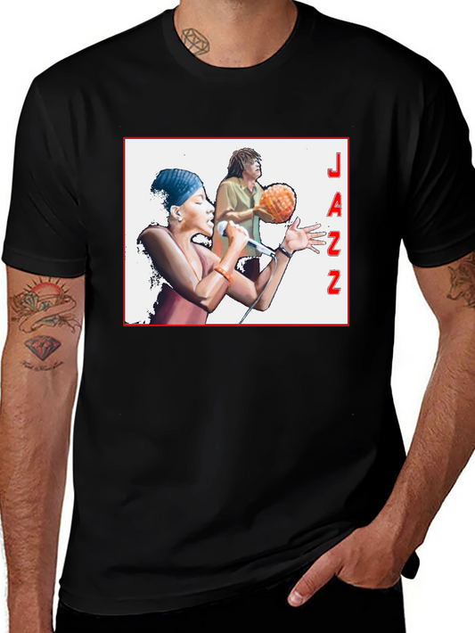 Jazz Music Graphic T-Shirt Black Tee