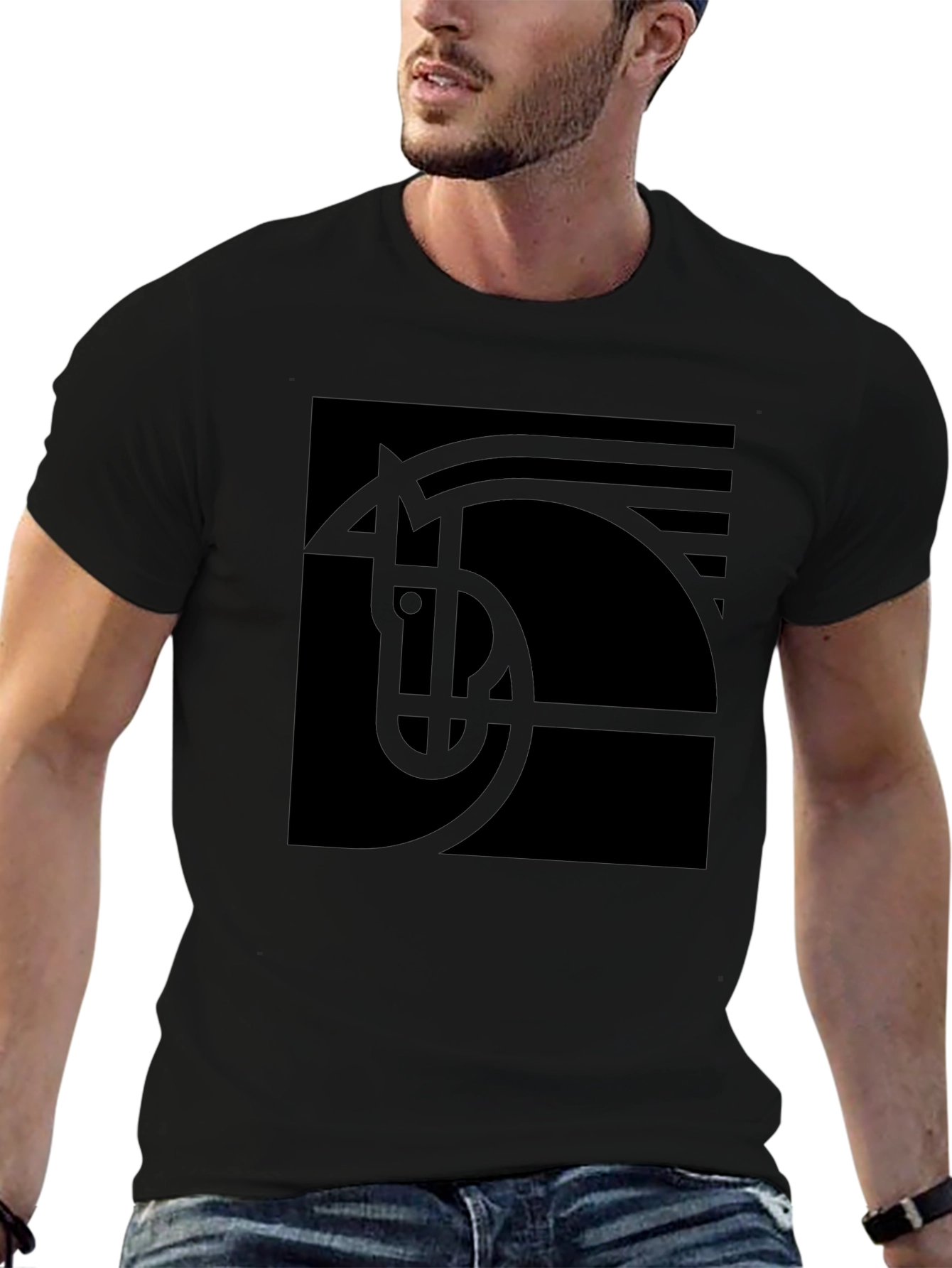 Abstract Horse Graphic Black T-Shirt