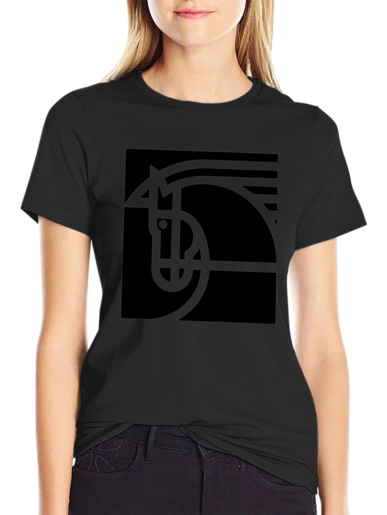 Abstract Horse Graphic Black T-Shirt