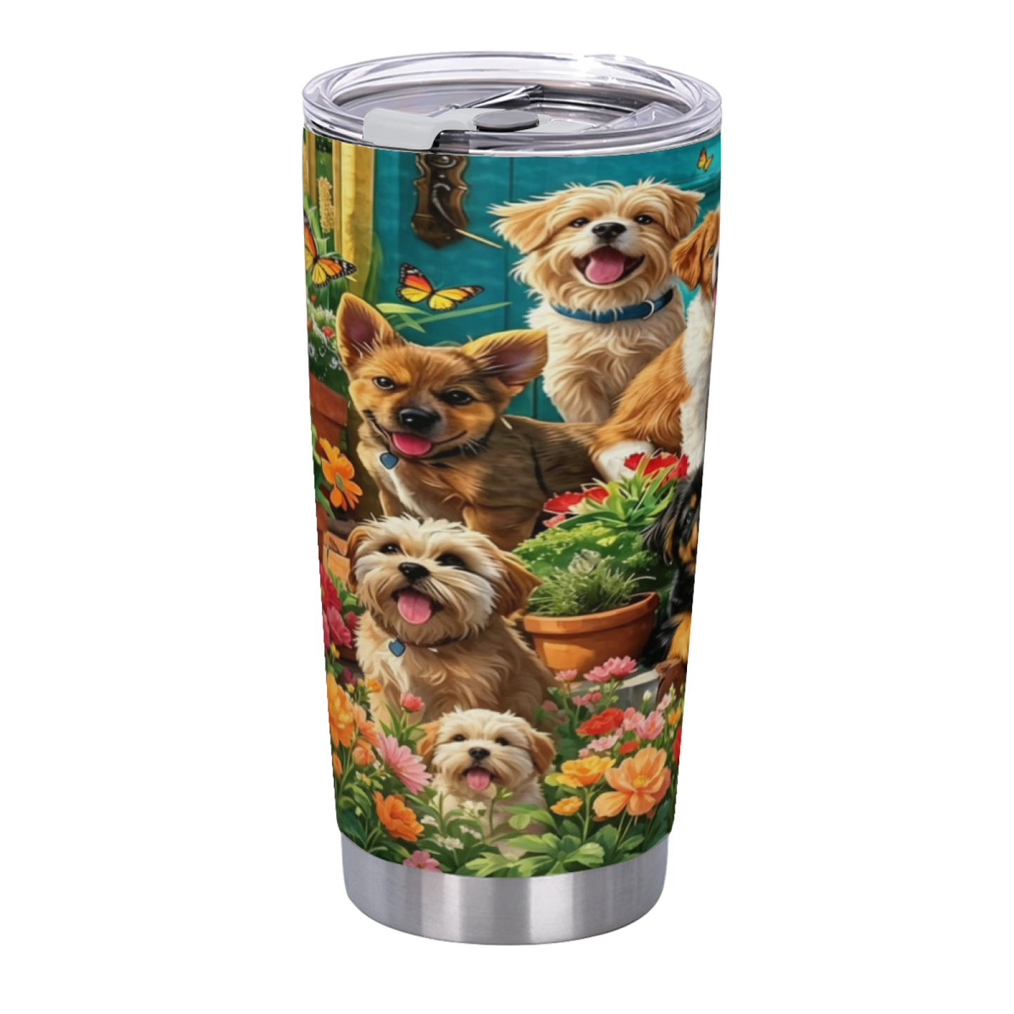 Vibrant Wildflower & Blue Morpho Butterfly Garden 20oz Sublimation Tumbler