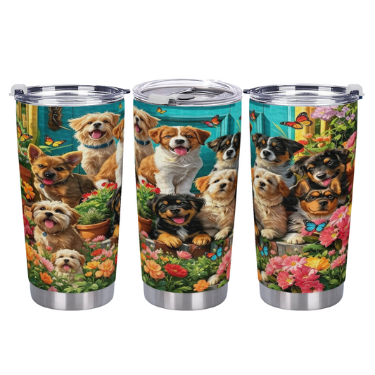 Vibrant Wildflower & Blue Morpho Butterfly Garden 20oz Sublimation Tumbler