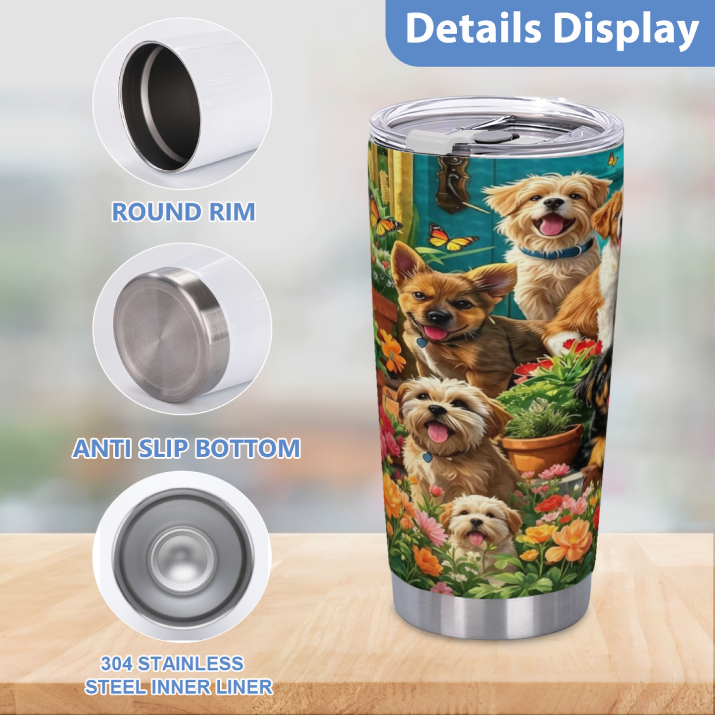 Vibrant Wildflower & Blue Morpho Butterfly Garden 20oz Sublimation Tumbler