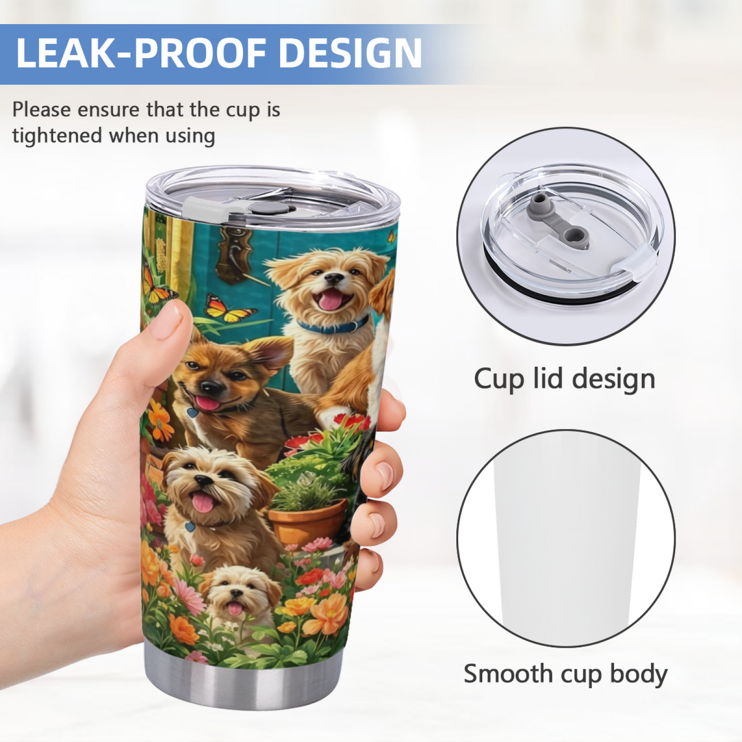 Vibrant Wildflower & Blue Morpho Butterfly Garden 20oz Sublimation Tumbler