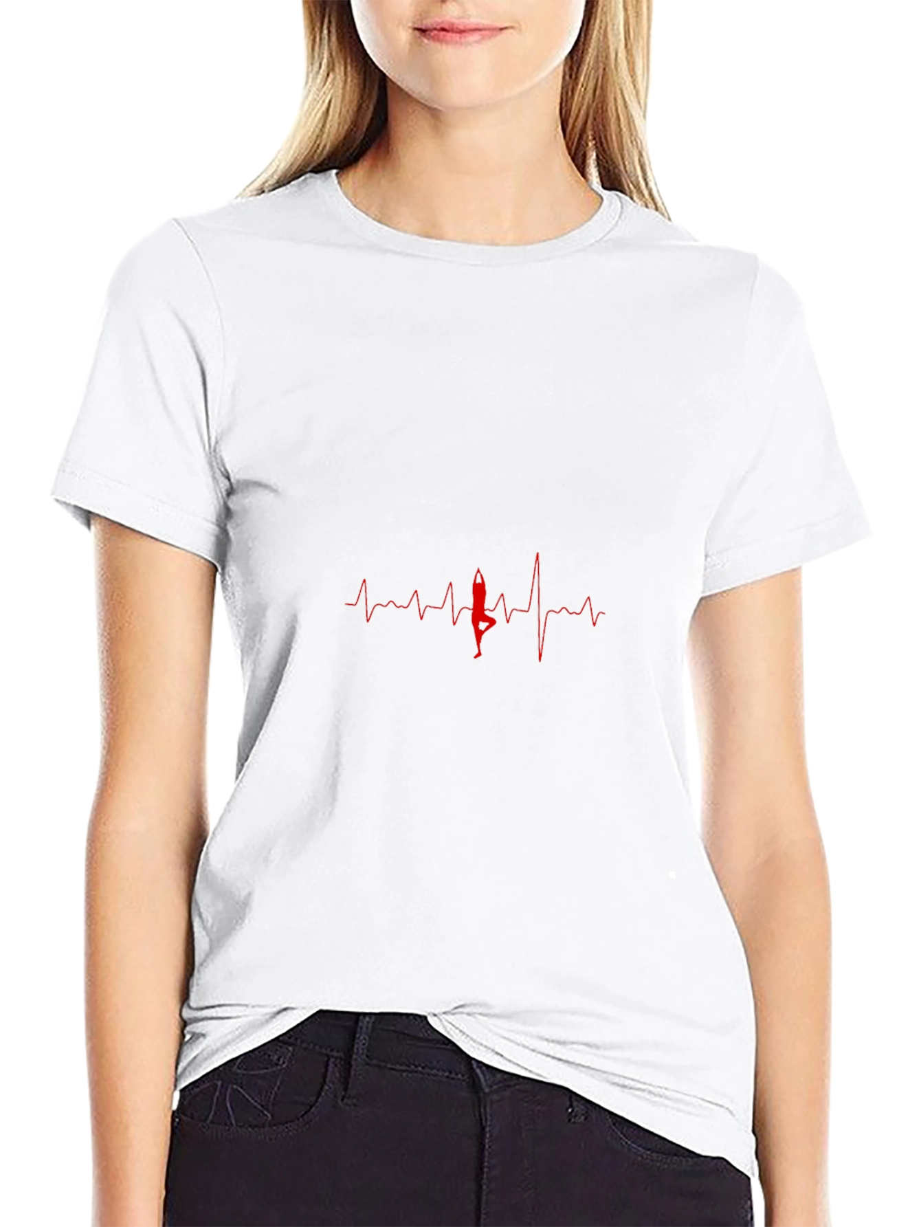 Yoga Heartbeat Graphic Tee - Black