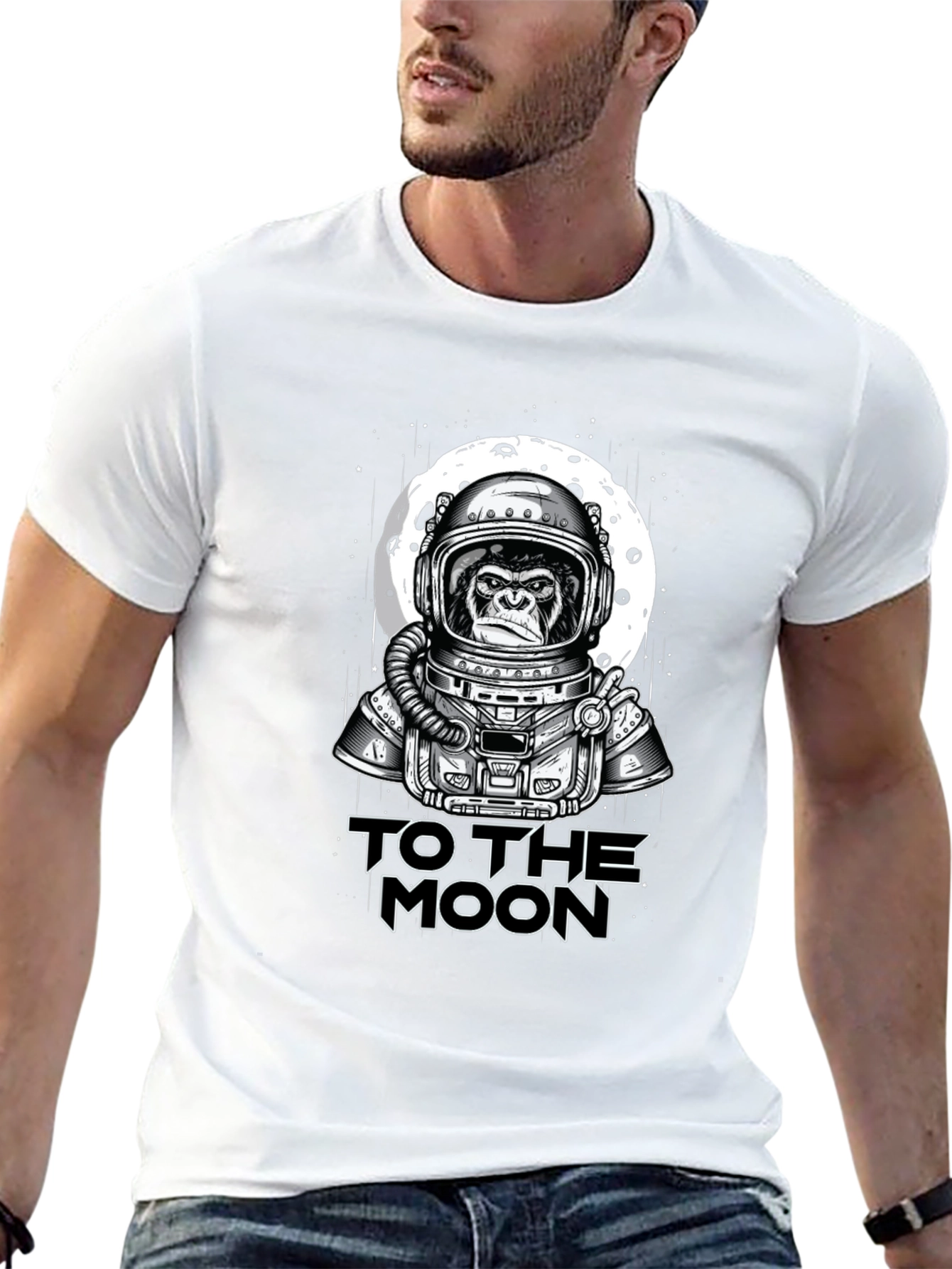 Ape Astronaut To The Moon Black T-Shirt