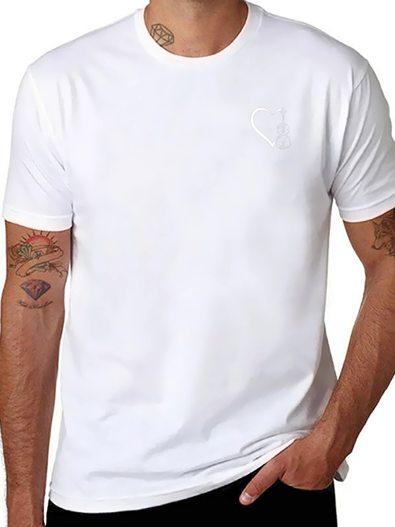 Heart Violin Graphic Tee - Black