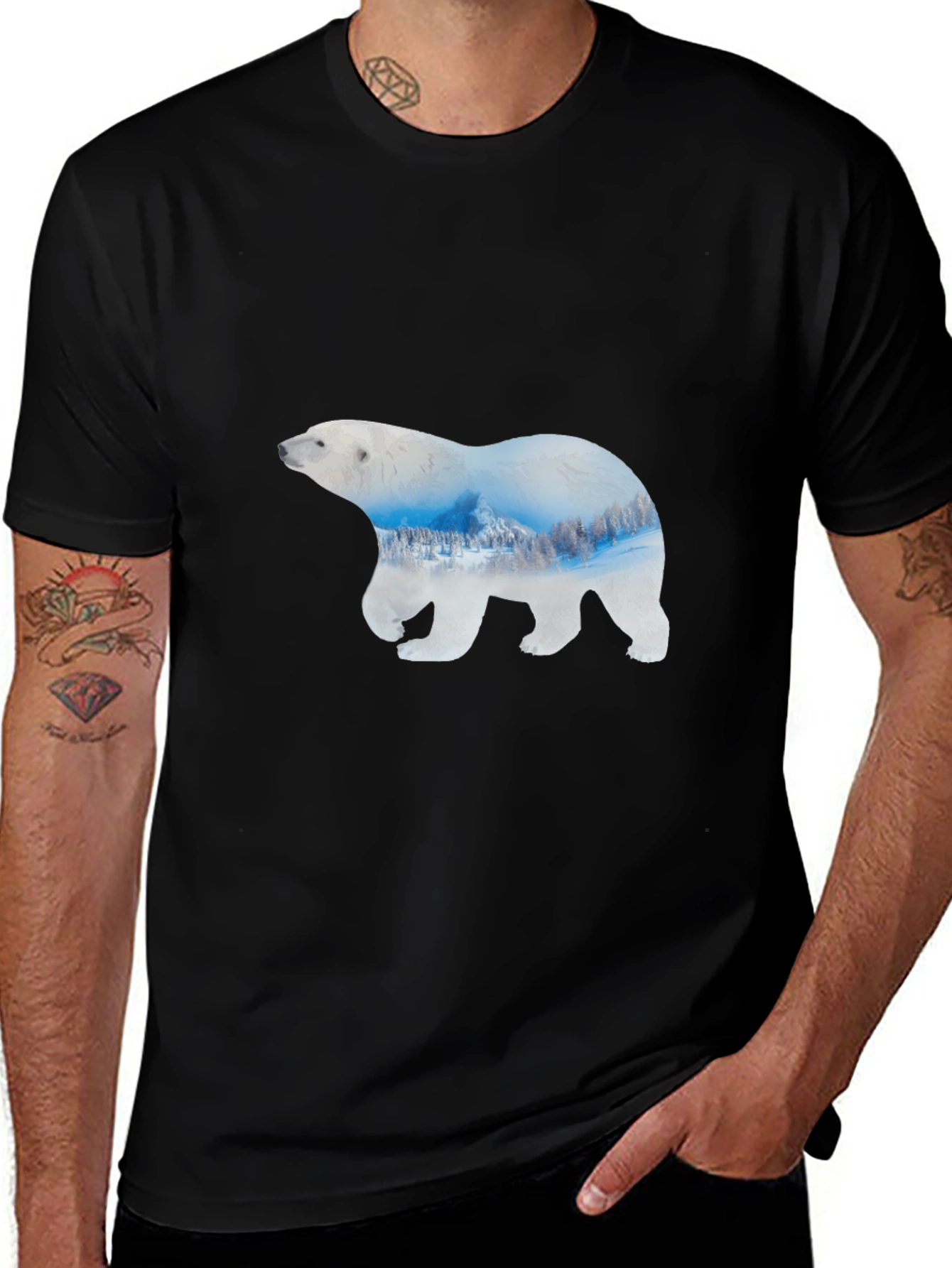 Polar Bear Graphic Black T-Shirt