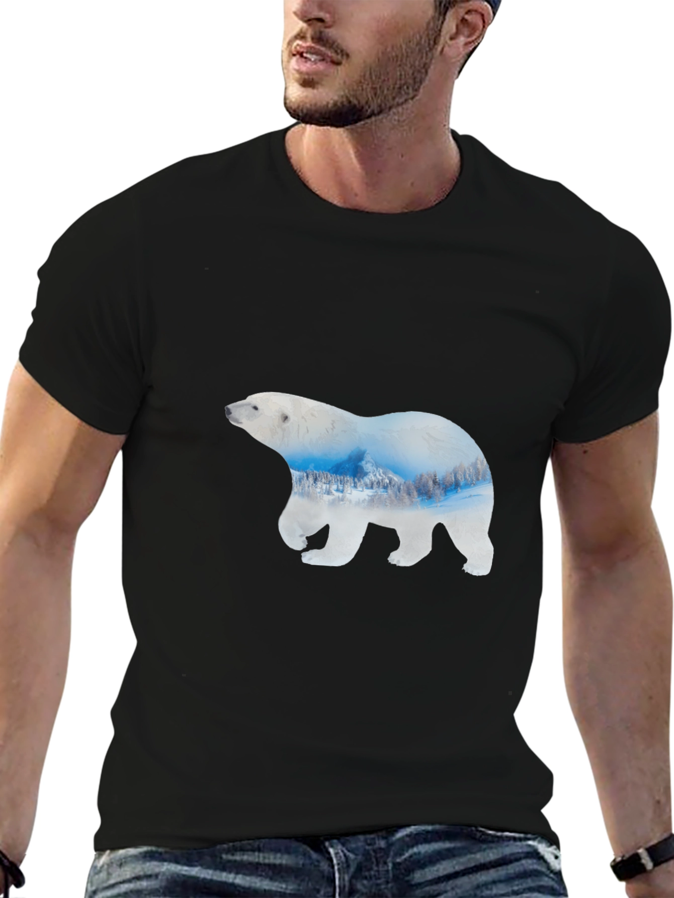 Polar Bear Graphic Black T-Shirt