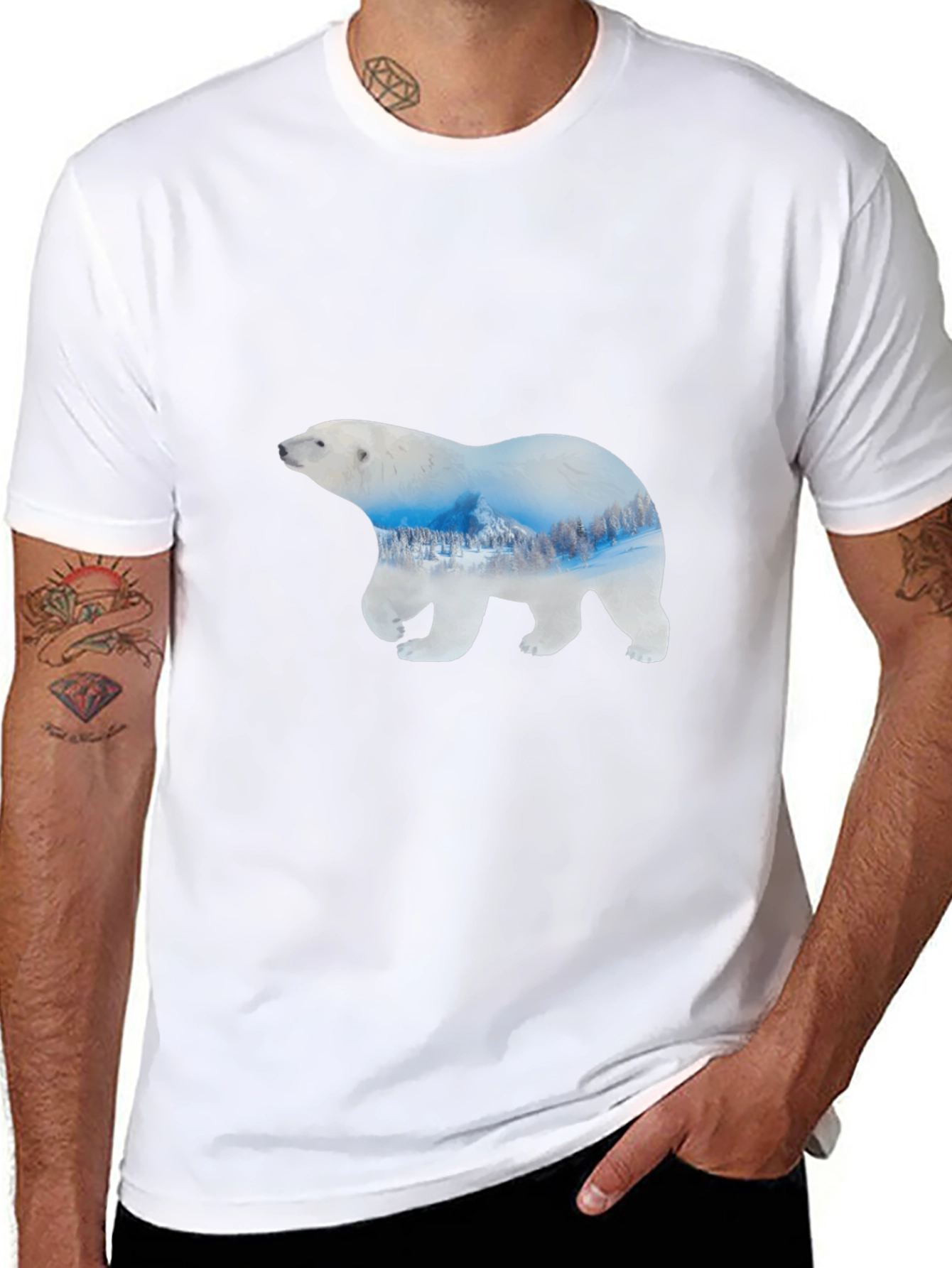 Polar Bear Graphic Black T-Shirt