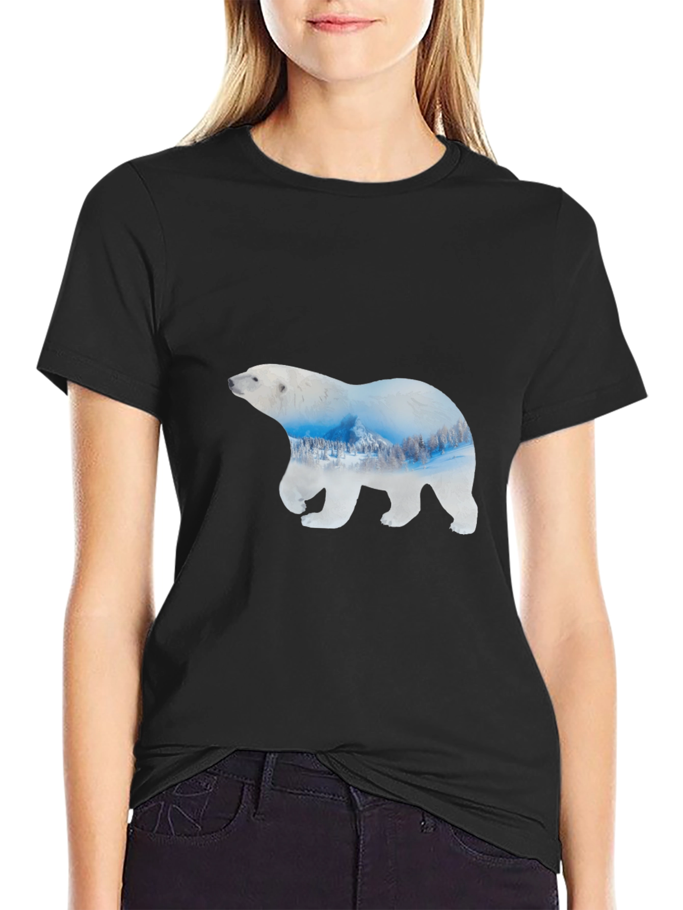 Polar Bear Graphic Black T-Shirt