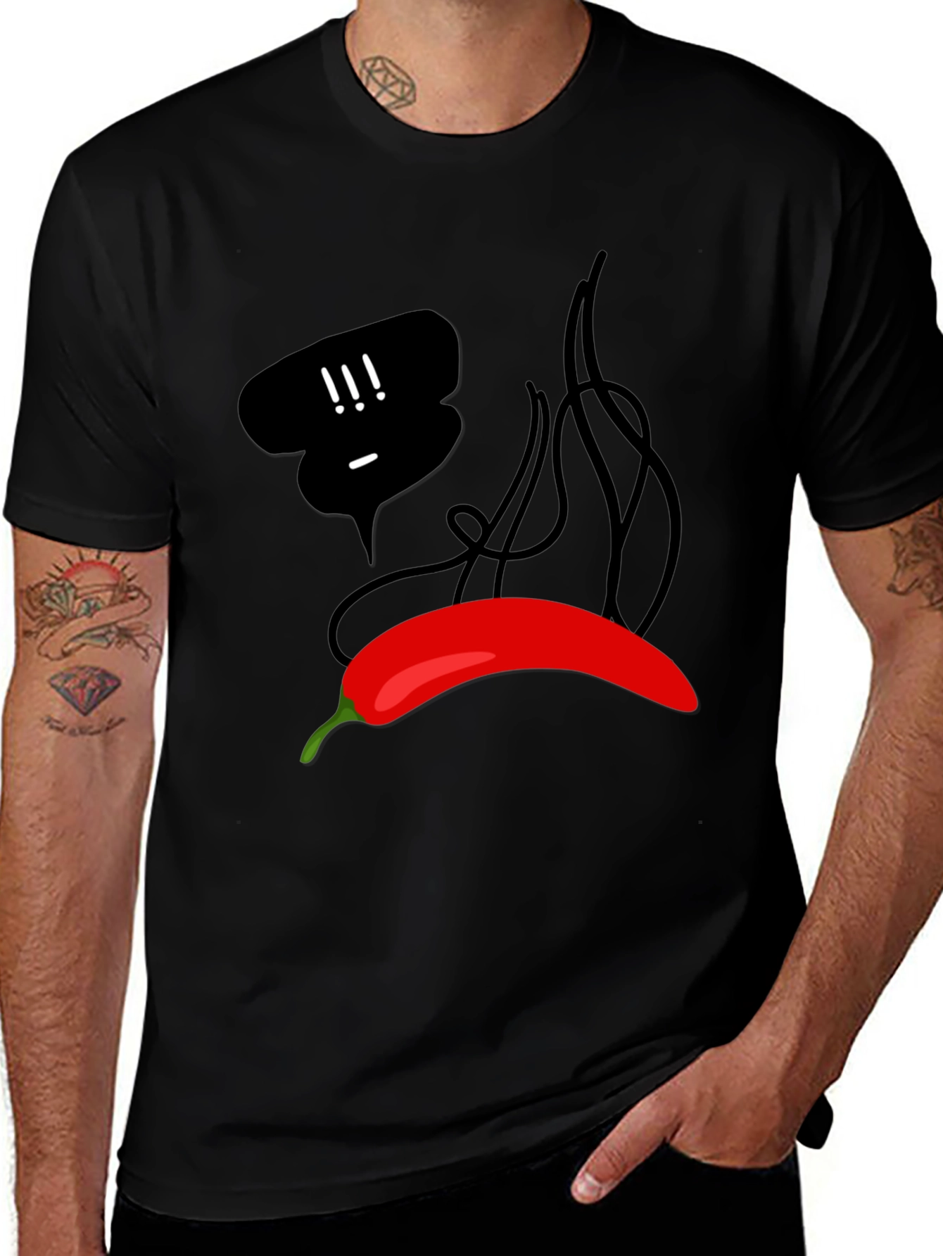 Spicy Pepper Graphic Tee - Black Unisex T-Shirt