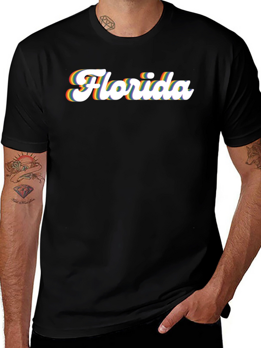 Florida Pride T-Shirt - Retro Rainbow Text Design
