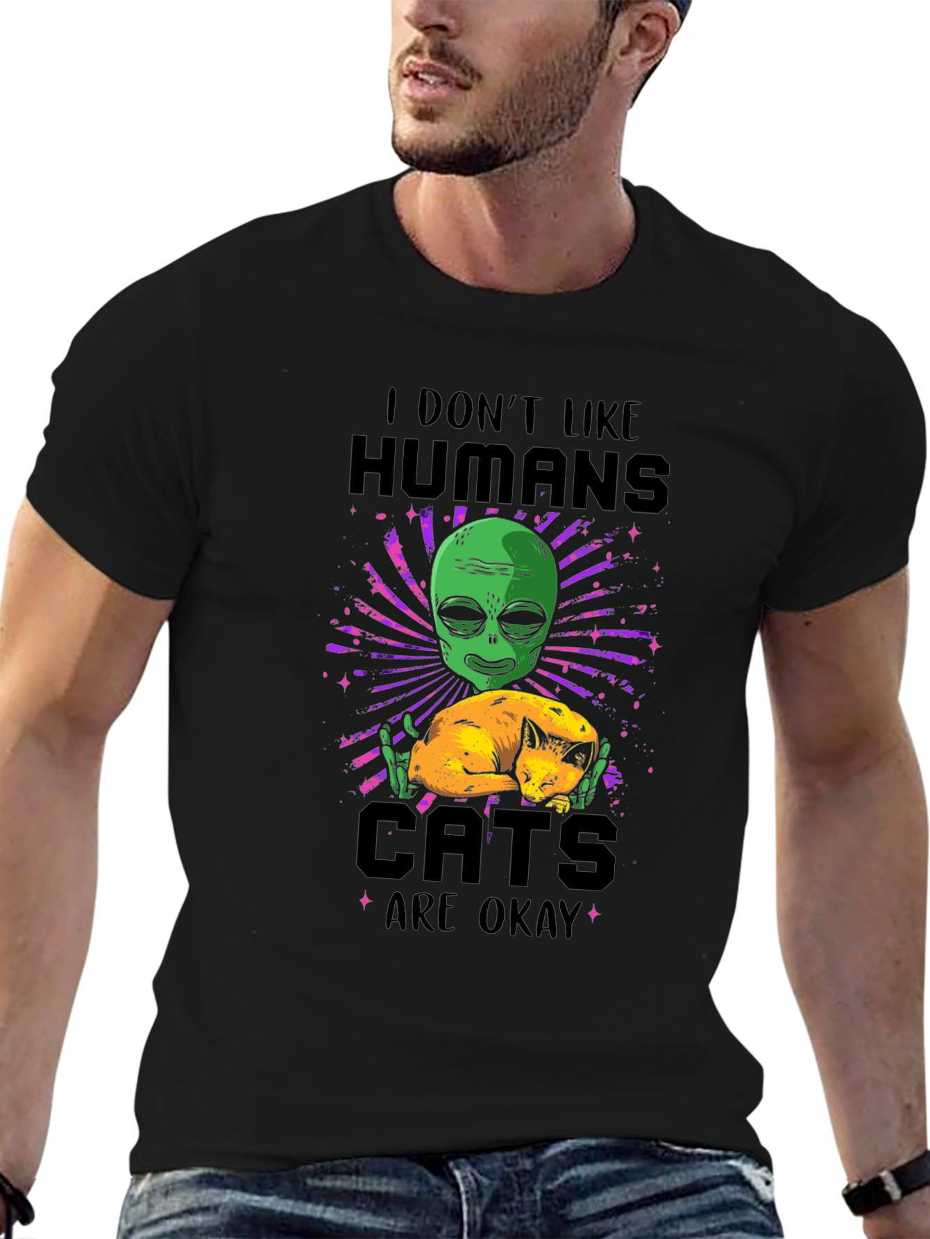 I Dont Like Humans Alien Cats T-Shirt