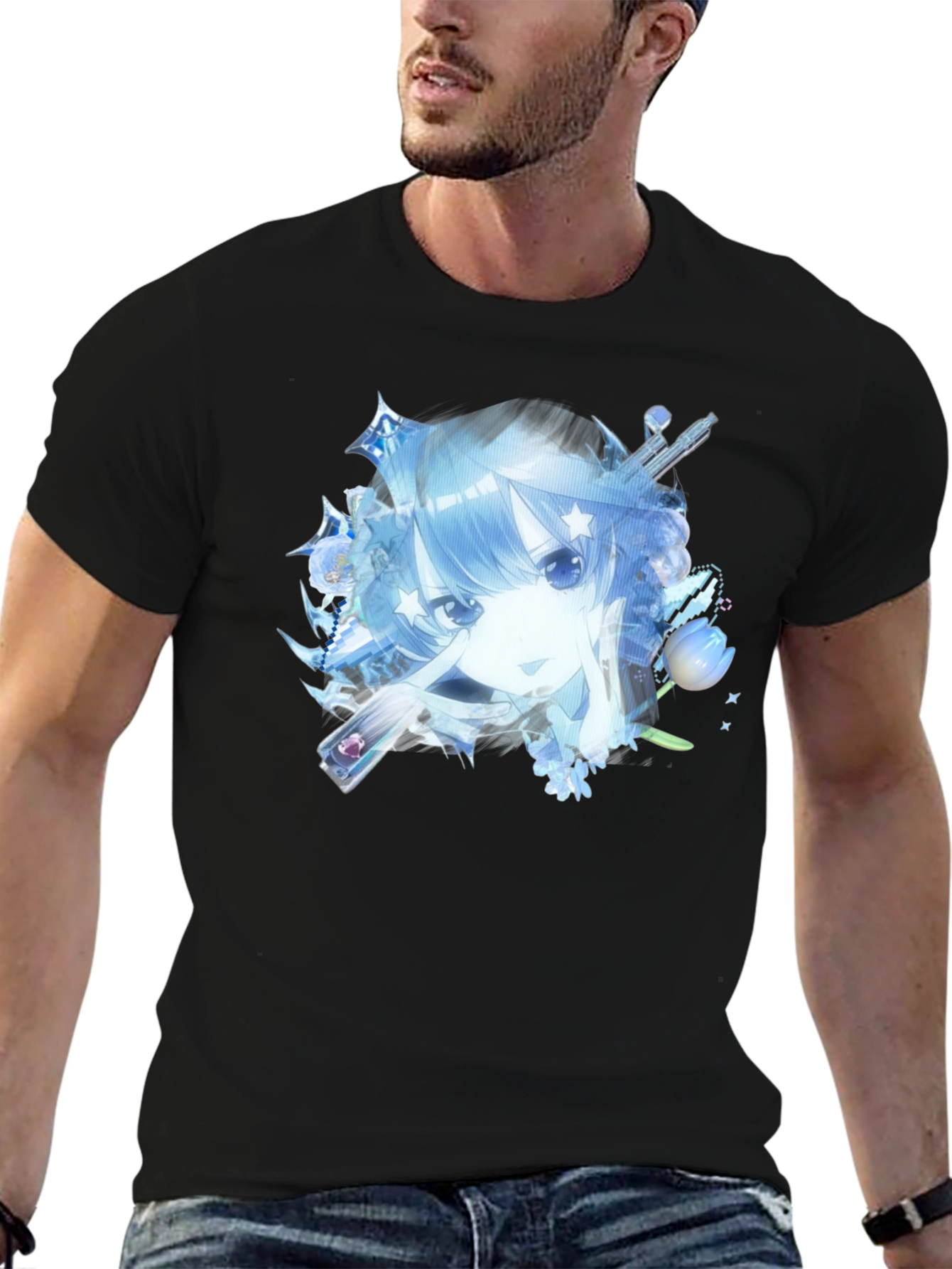 Anime Girl Black T-Shirt