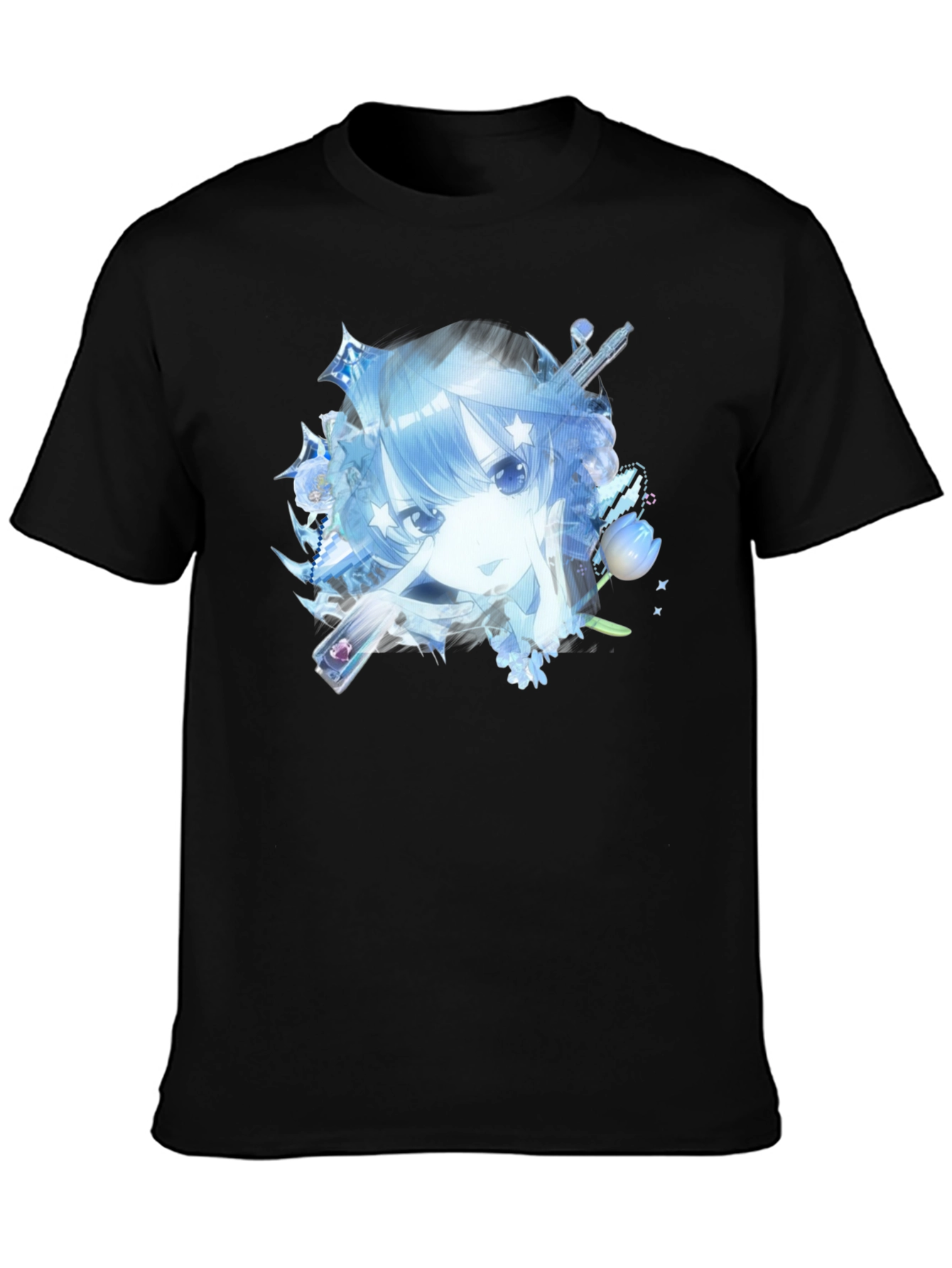 Anime Girl Black T-Shirt