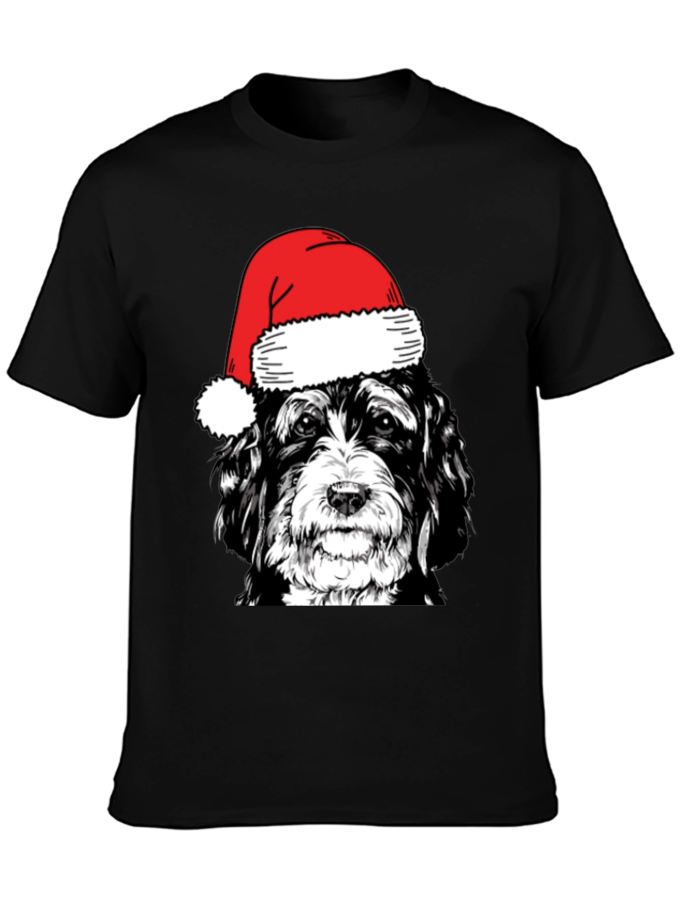 Dog in Santa Hat Graphic T-Shirt