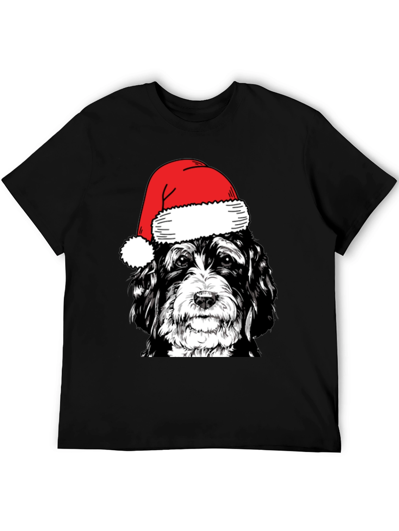 Dog in Santa Hat Graphic T-Shirt