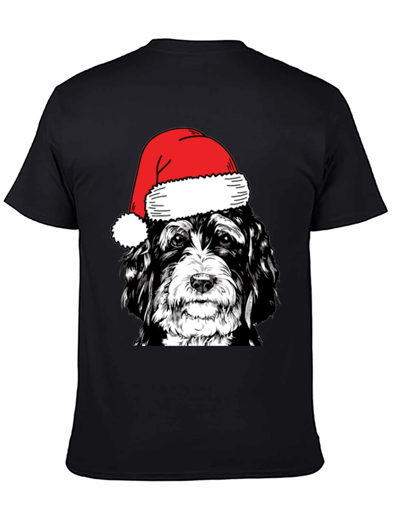 Dog in Santa Hat Graphic T-Shirt