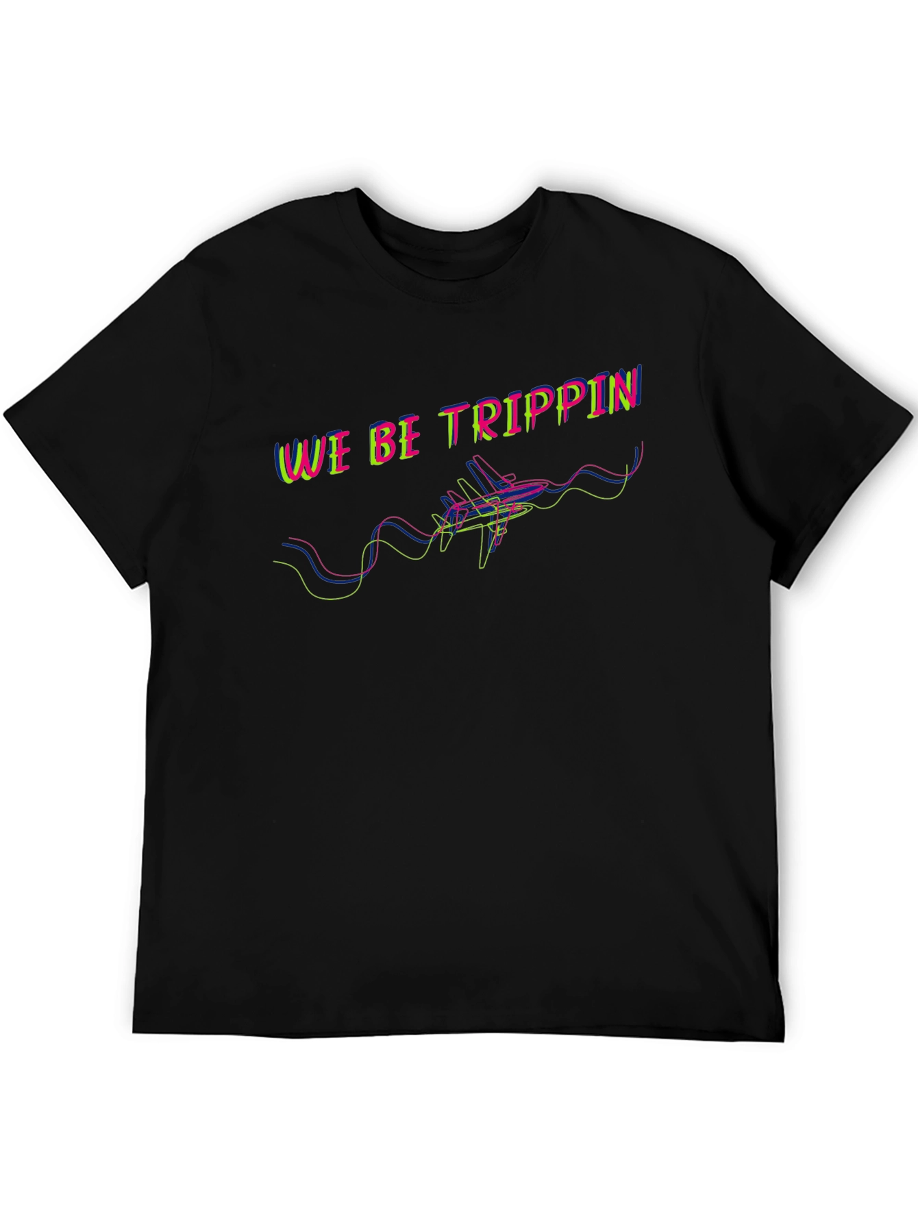 We Be Trippin Graphic Tee - Black Cotton T-Shirt