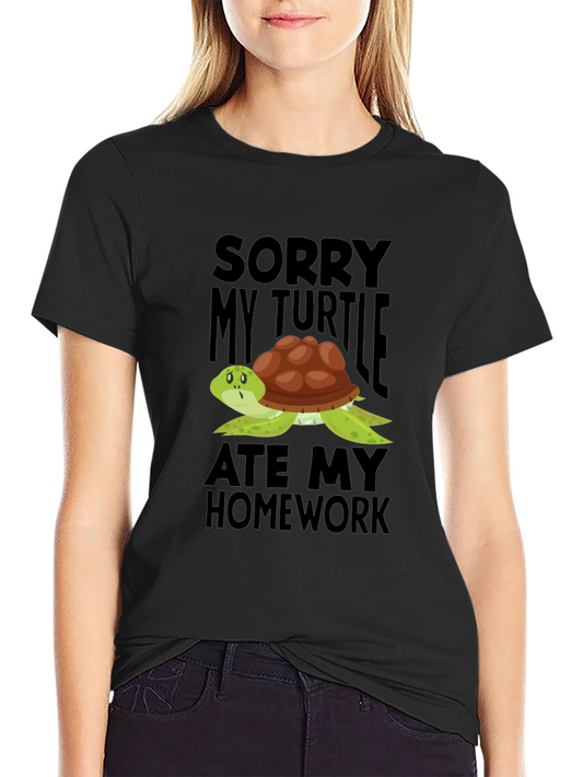 Funny Turtle Ate My Homework Graphic T-Shirt