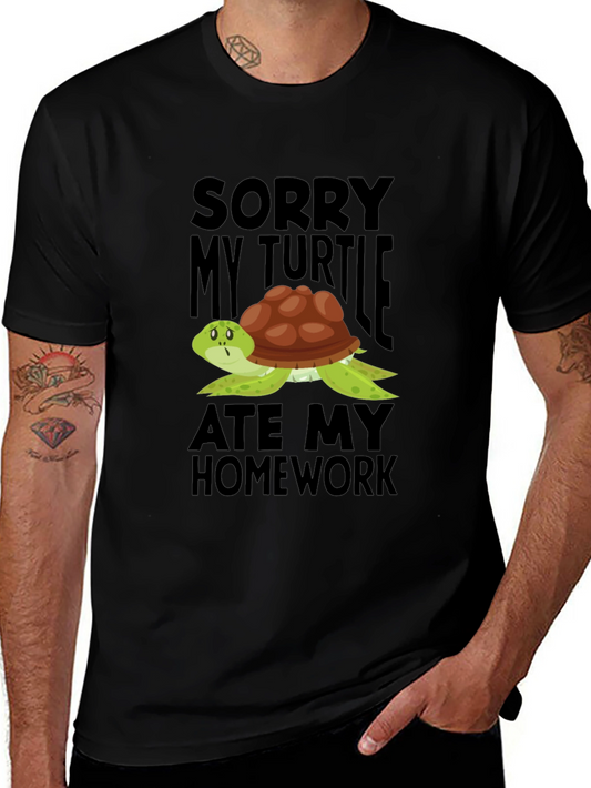 Funny Turtle Ate My Homework Graphic T-Shirt