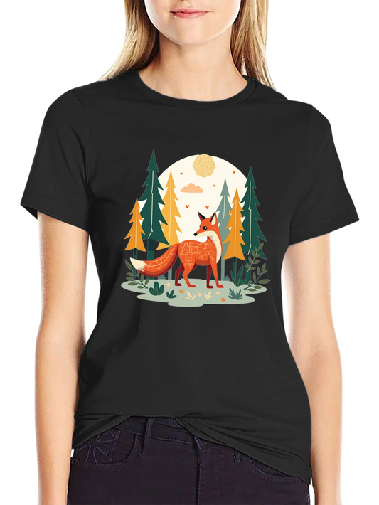 Fox in Forest Graphic Tee - Nature Lovers T-Shirt