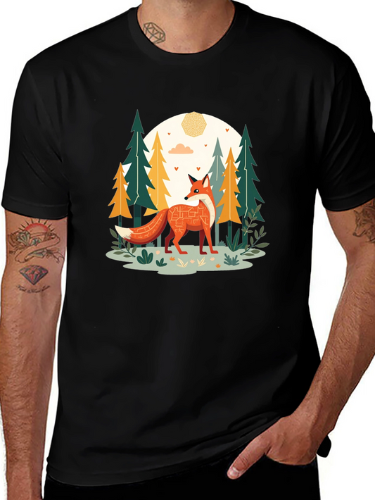 Fox in Forest Graphic Tee - Nature Lovers T-Shirt