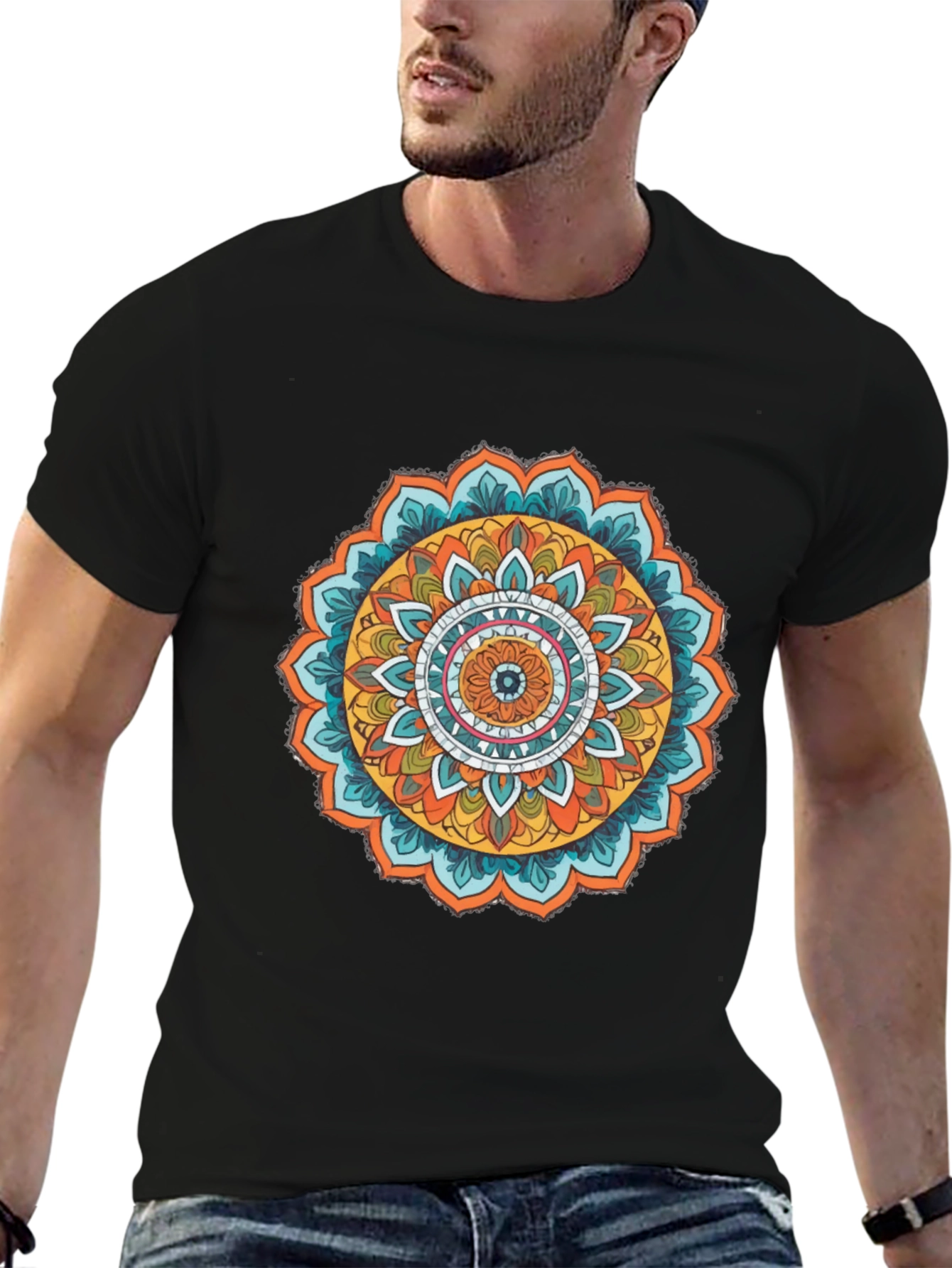Mandala Print Black Tee