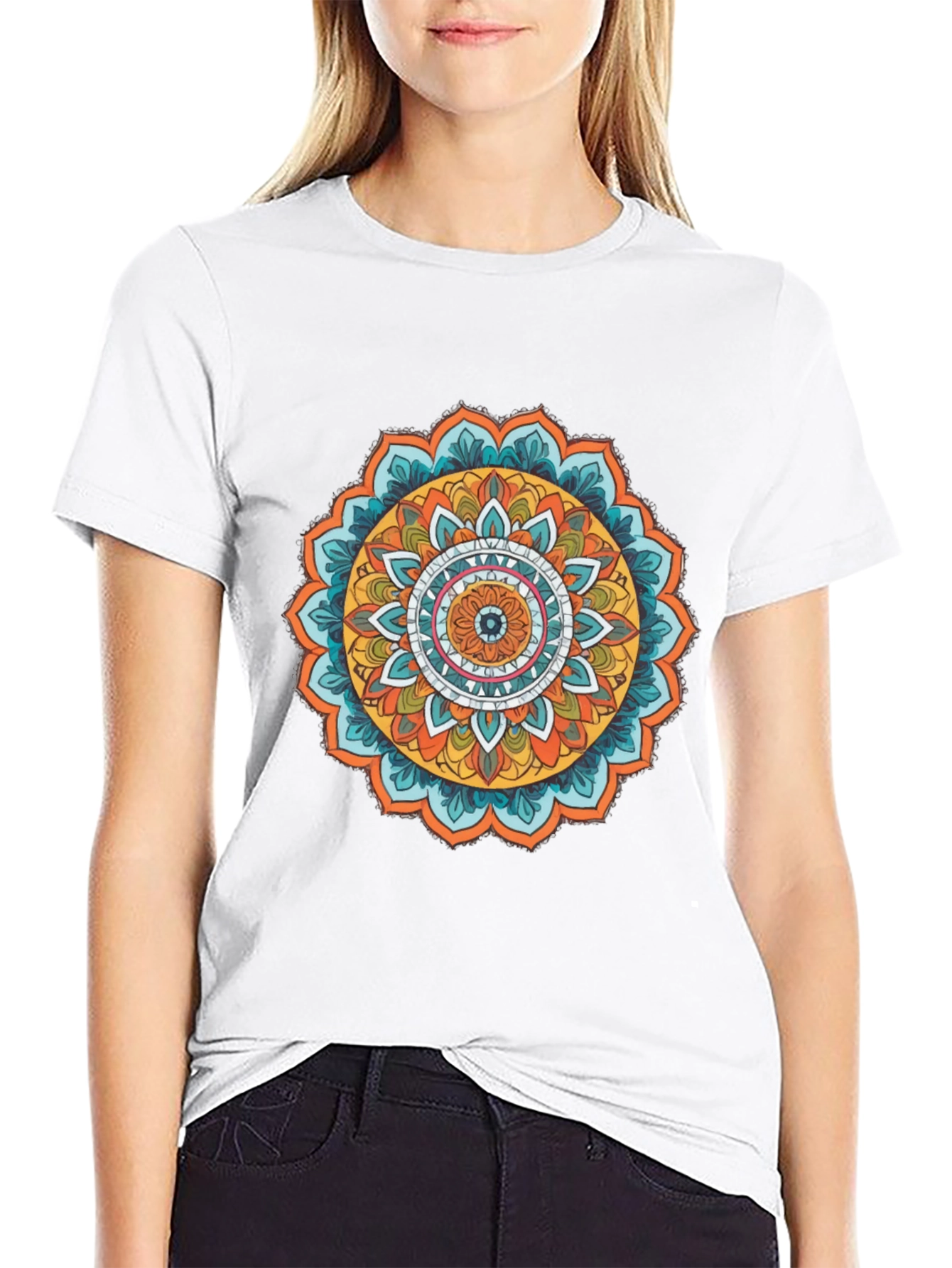 Mandala Print Black Tee